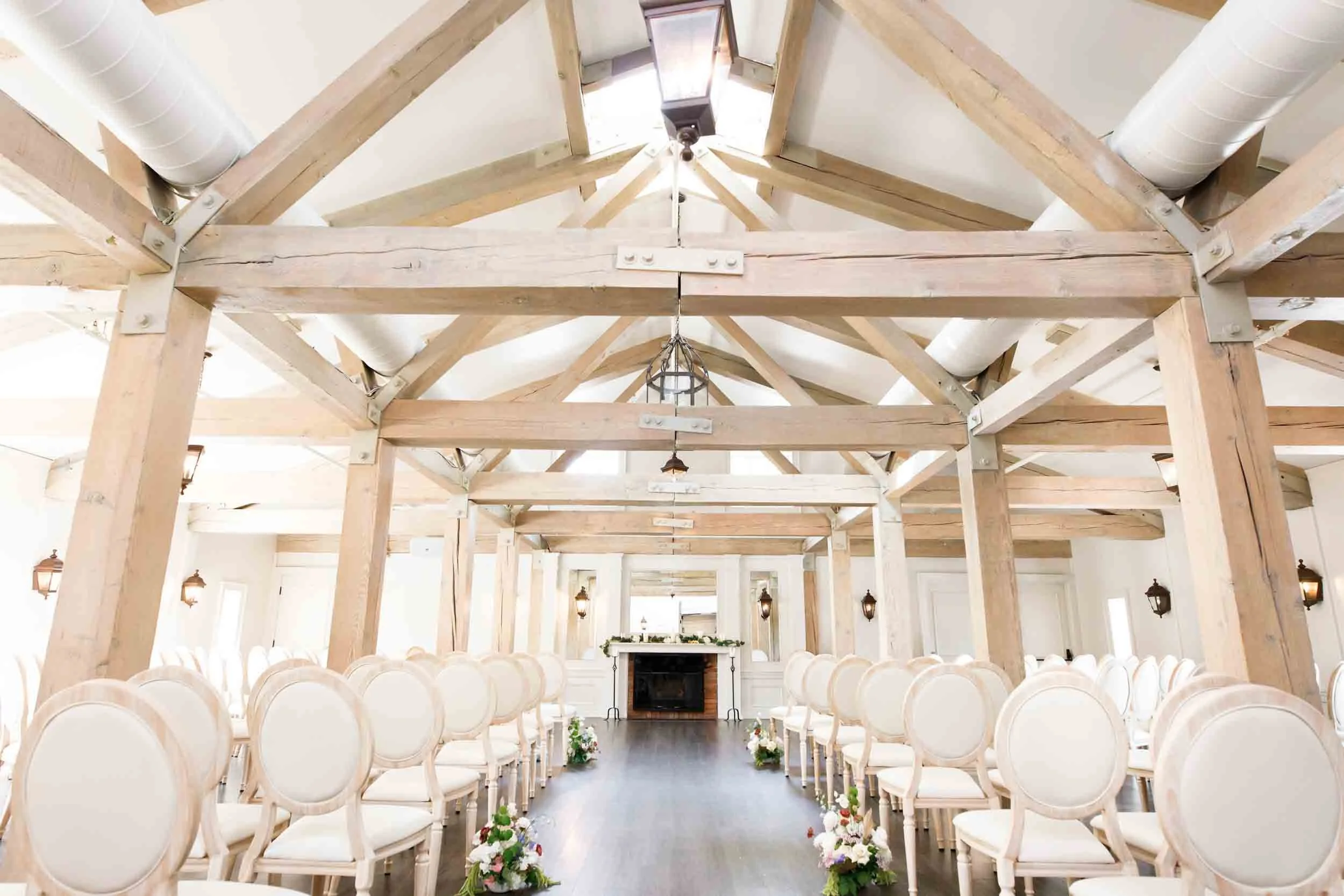 Wedding ceremony setup at The Doctor’s House in Kleinburg, Ontario
