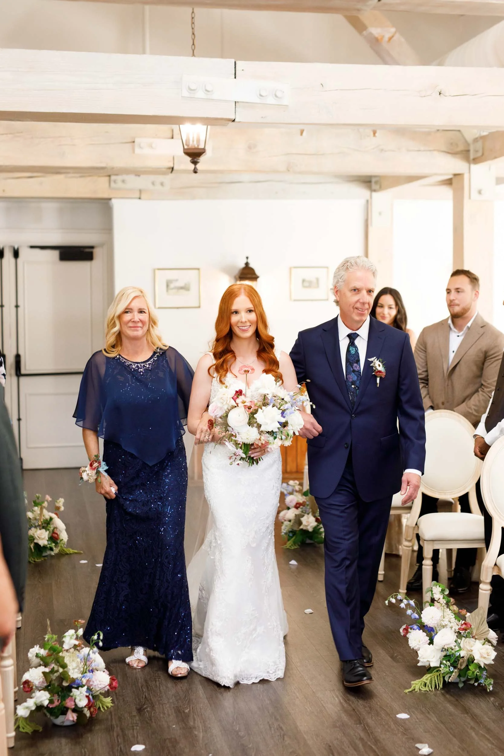 Bride walking down the aisle at The Doctor’s House in Kleinburg wedding