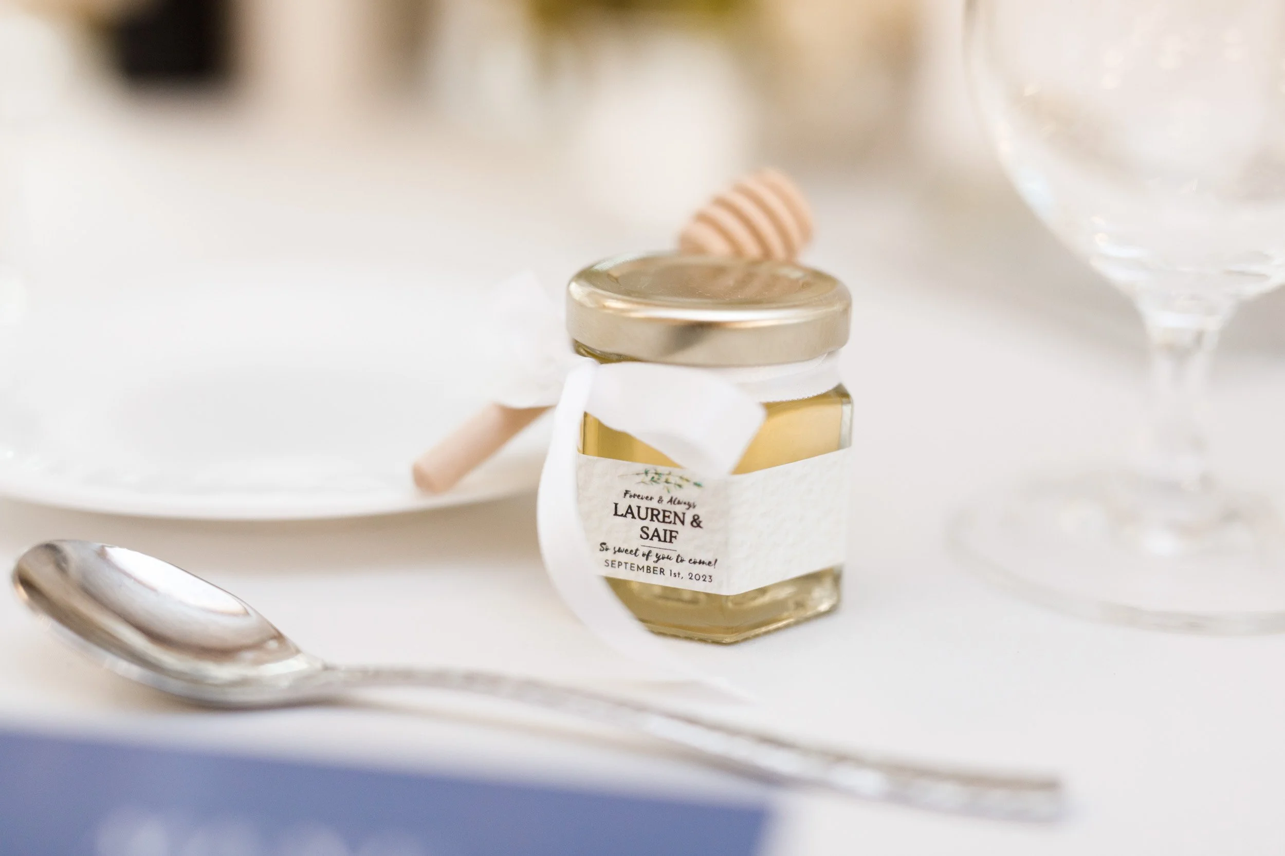 Wedding favours on table at The Doctor’s House in Kleinburg, Ontario