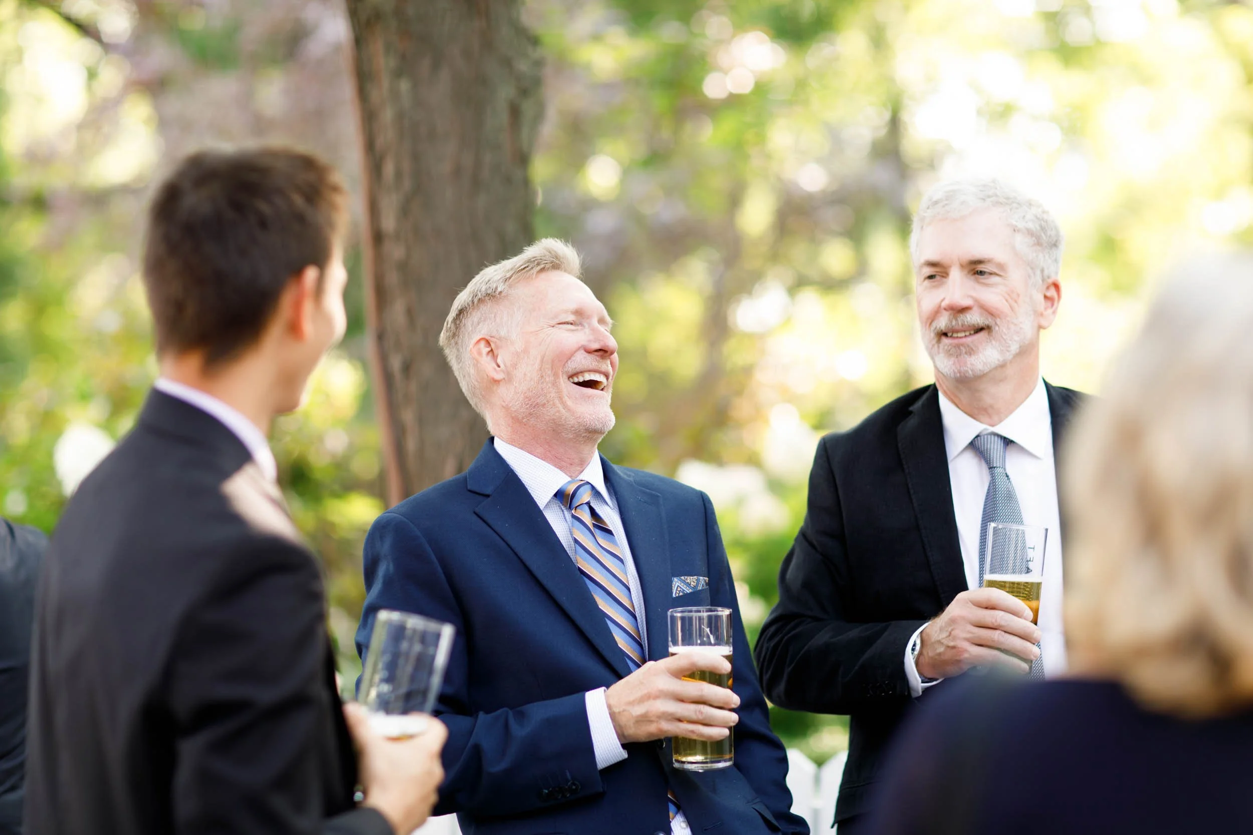 Wedding guests enjoying drinks at The Doctor’s House in Kleinburg