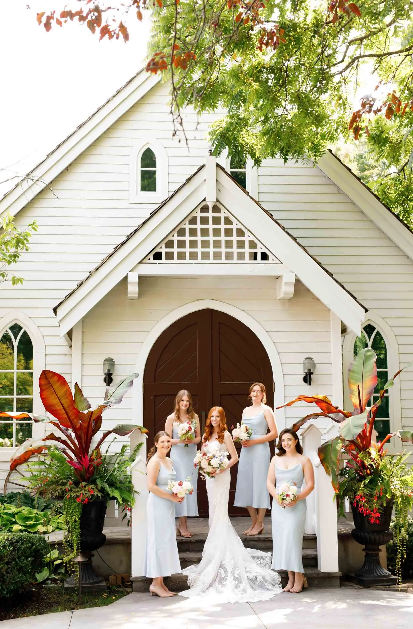 Bridal party at wedding chapel at The Doctor’s House in Kleinburg