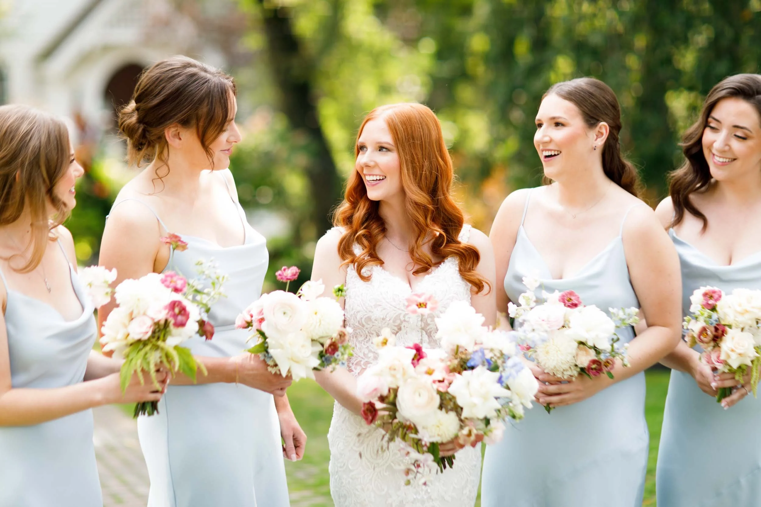 Bride with bridesmaids at The Doctor’s House in Kleinburg, Ontario