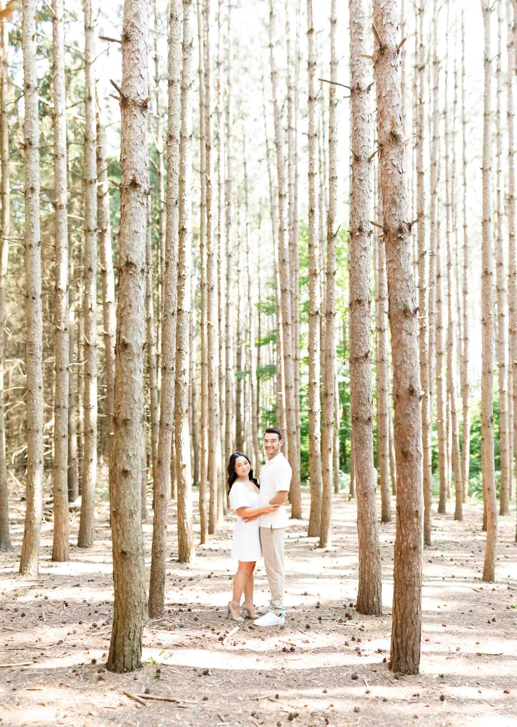 Wide forest engagement portrait at Kortright Centre for Conservation in Woodbridge, Ontario