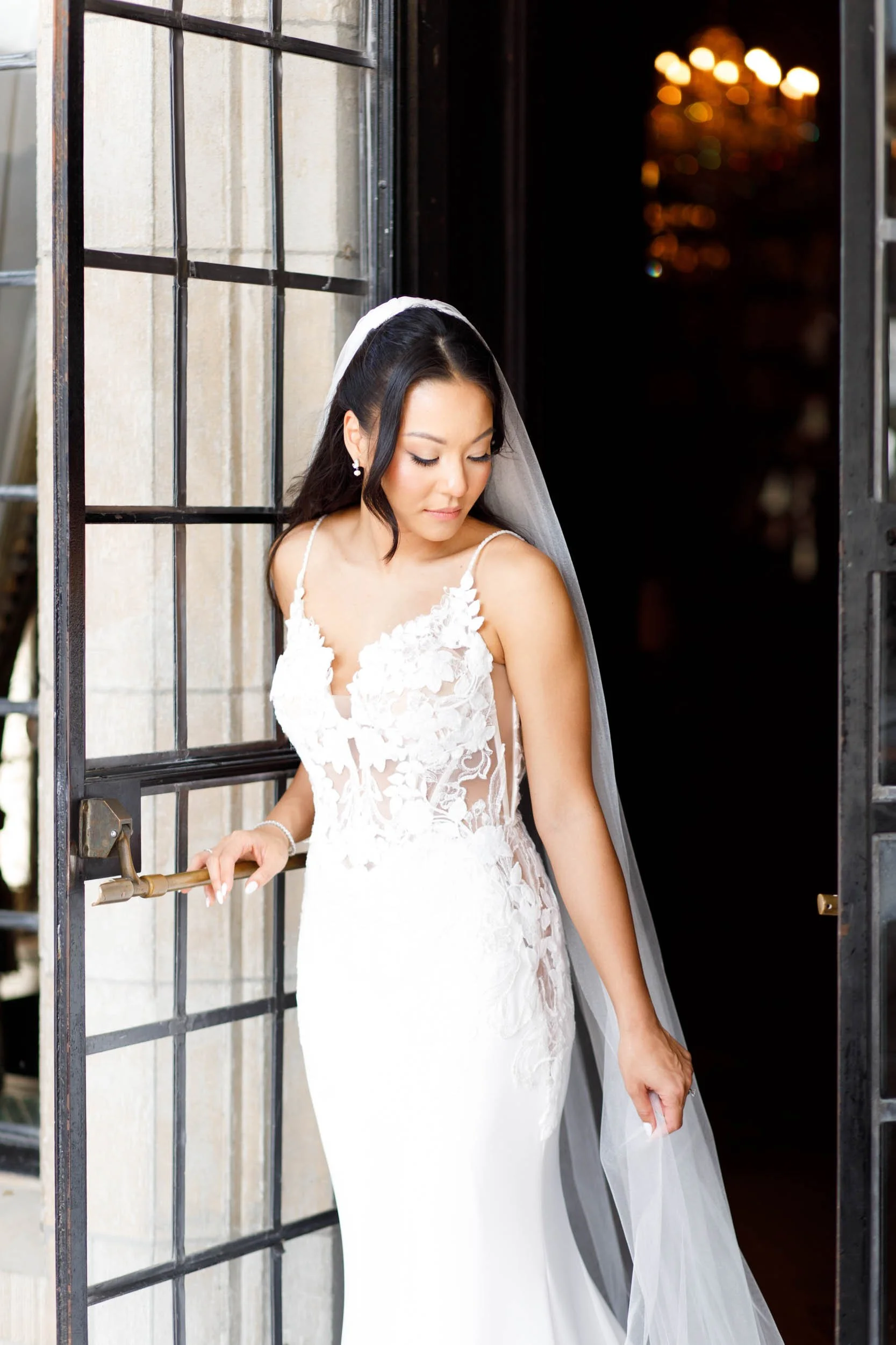 Bride posing in the Casa Loma doorway