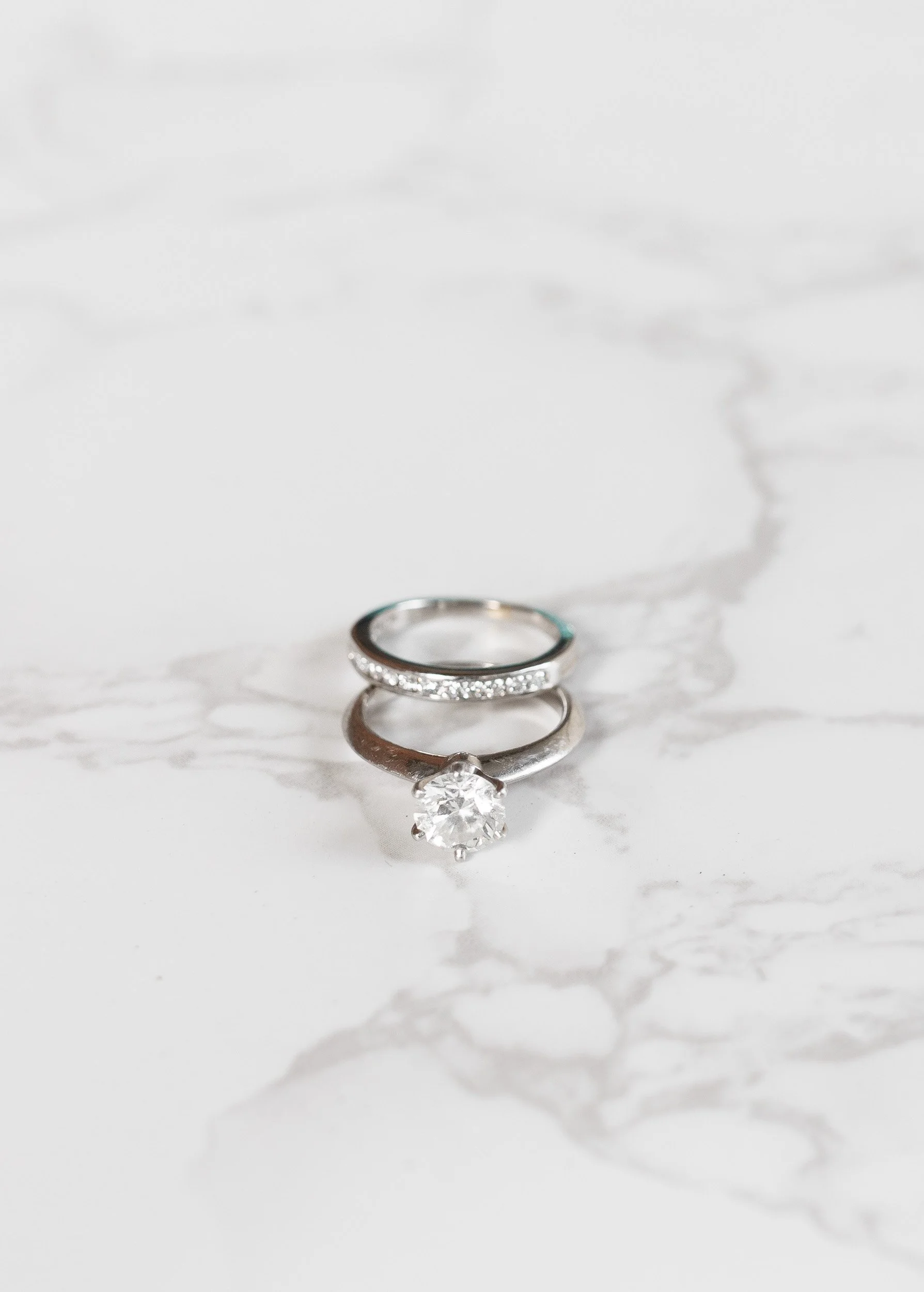 Engagement and wedding rings photographed for a Toronto wedding