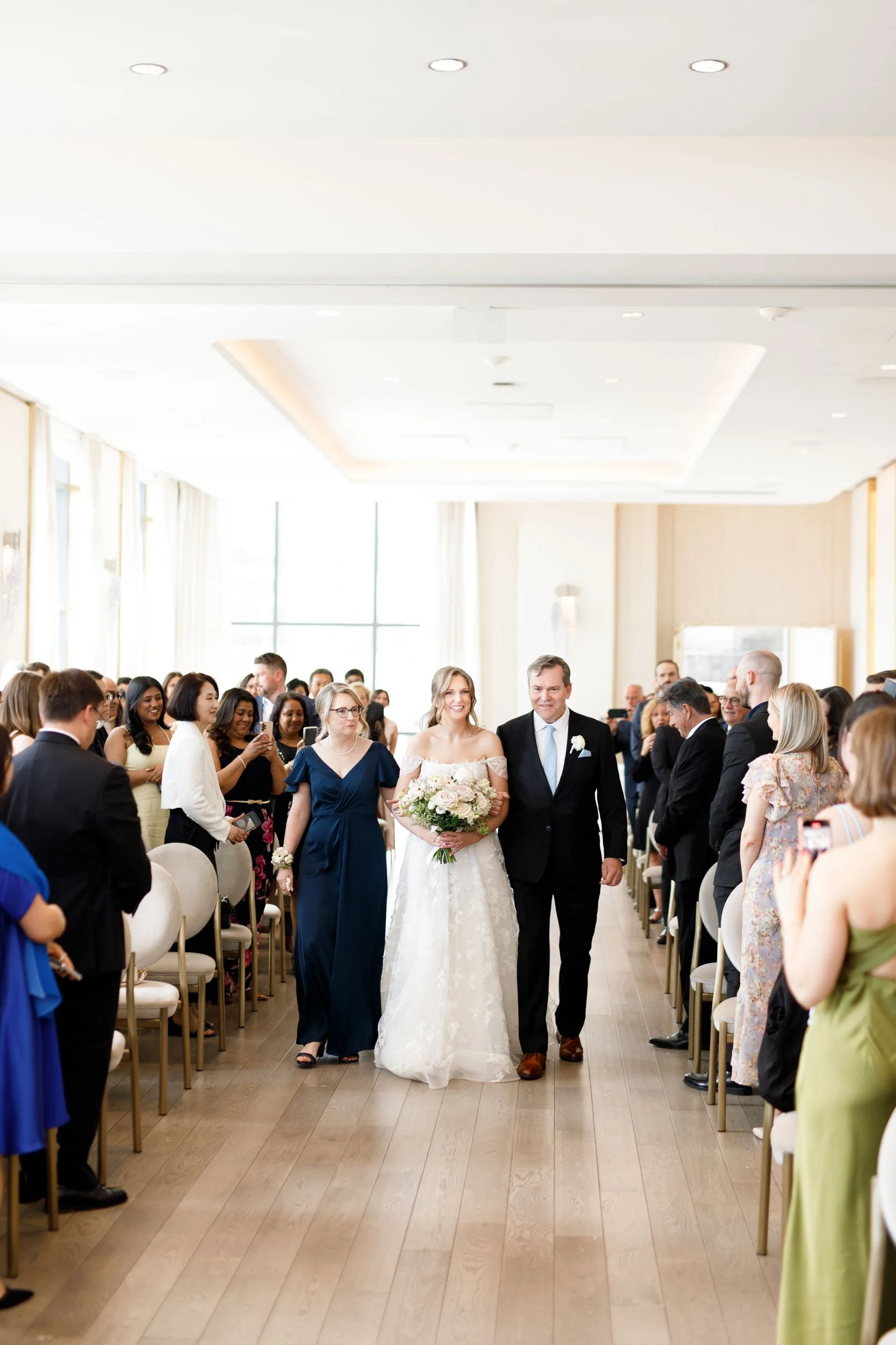 Wedding ceremony processional at the Pearle Hotel in Burlington Ontario