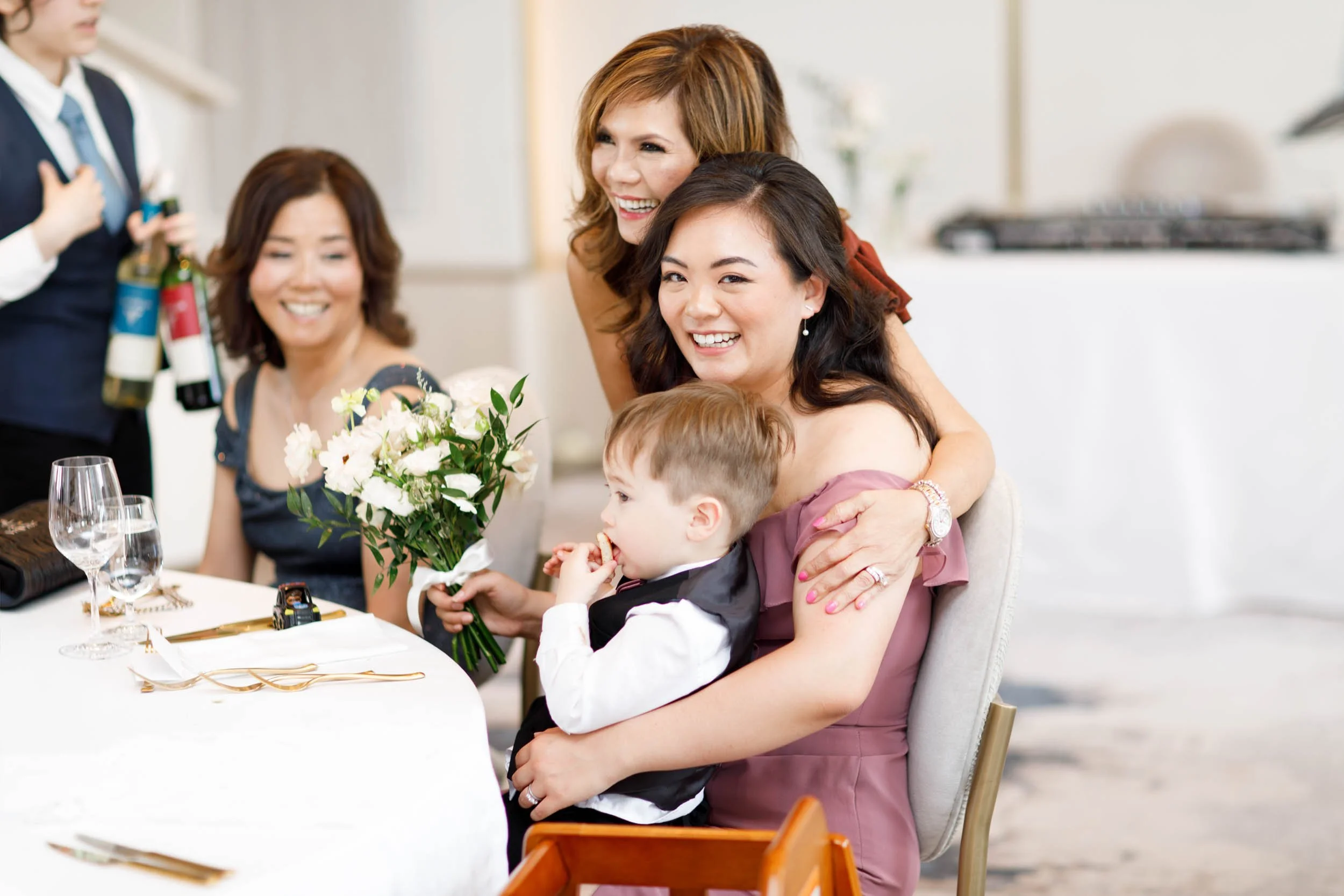 Wedding guests seated at tables during a Pearle Hotel wedding in Burlington Ontario