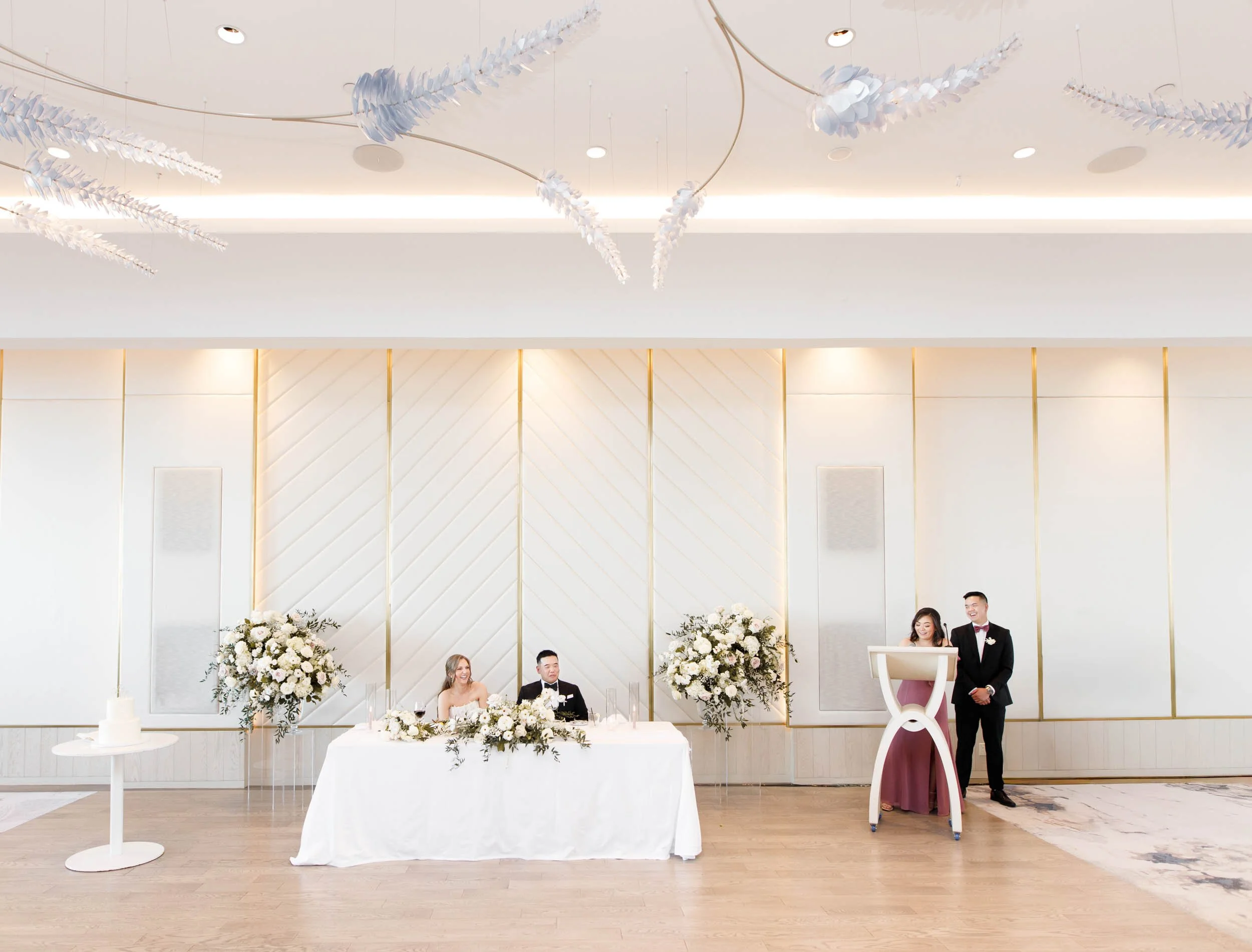 Wide view of the head table at the Pearle Hotel in Burlington Ontario