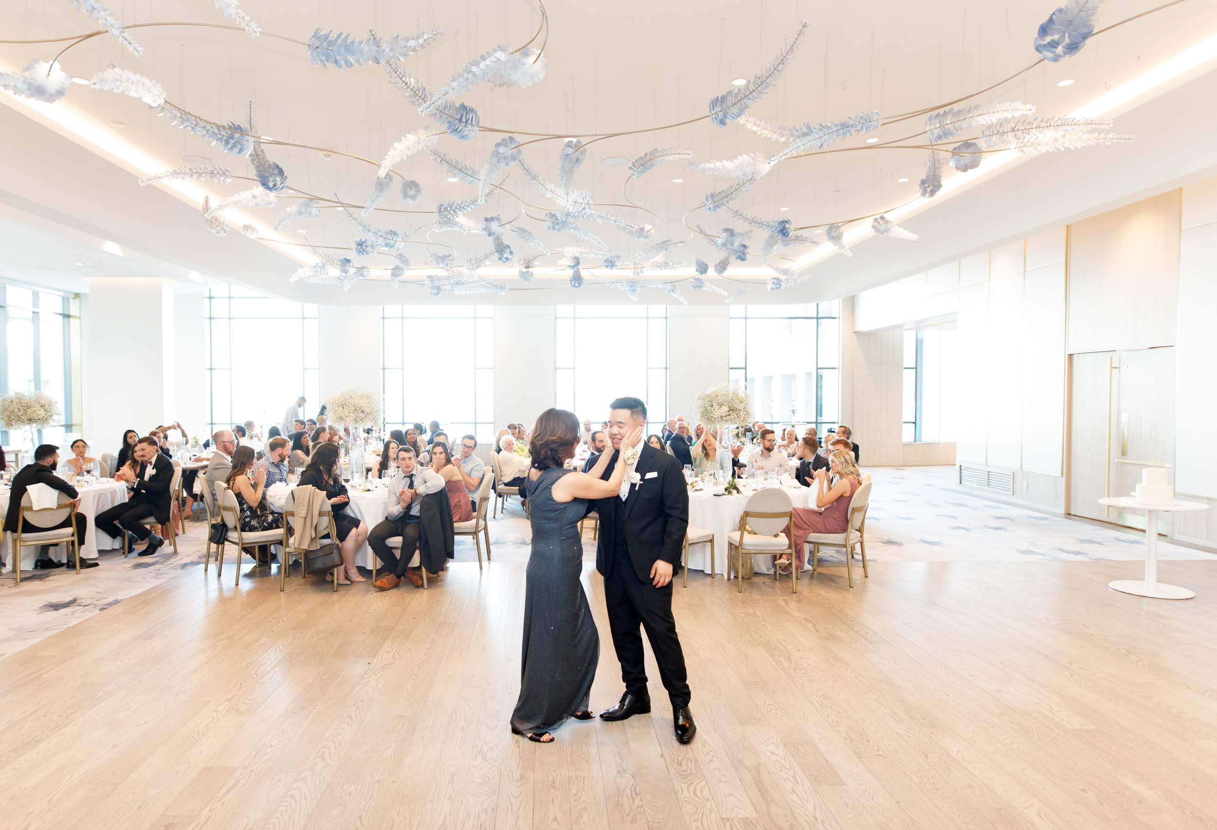 Bride and groom sharing their first dance at the Pearle Hotel in Burlington Ontario