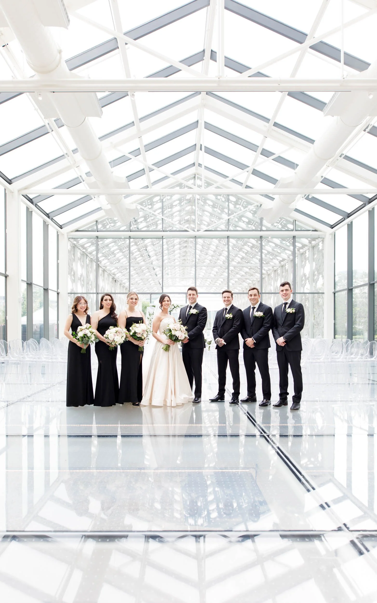 Wedding Party in the New Fort Hall interior at Hotel X Toronto with natural light and floor-to-ceiling glass (Copy)