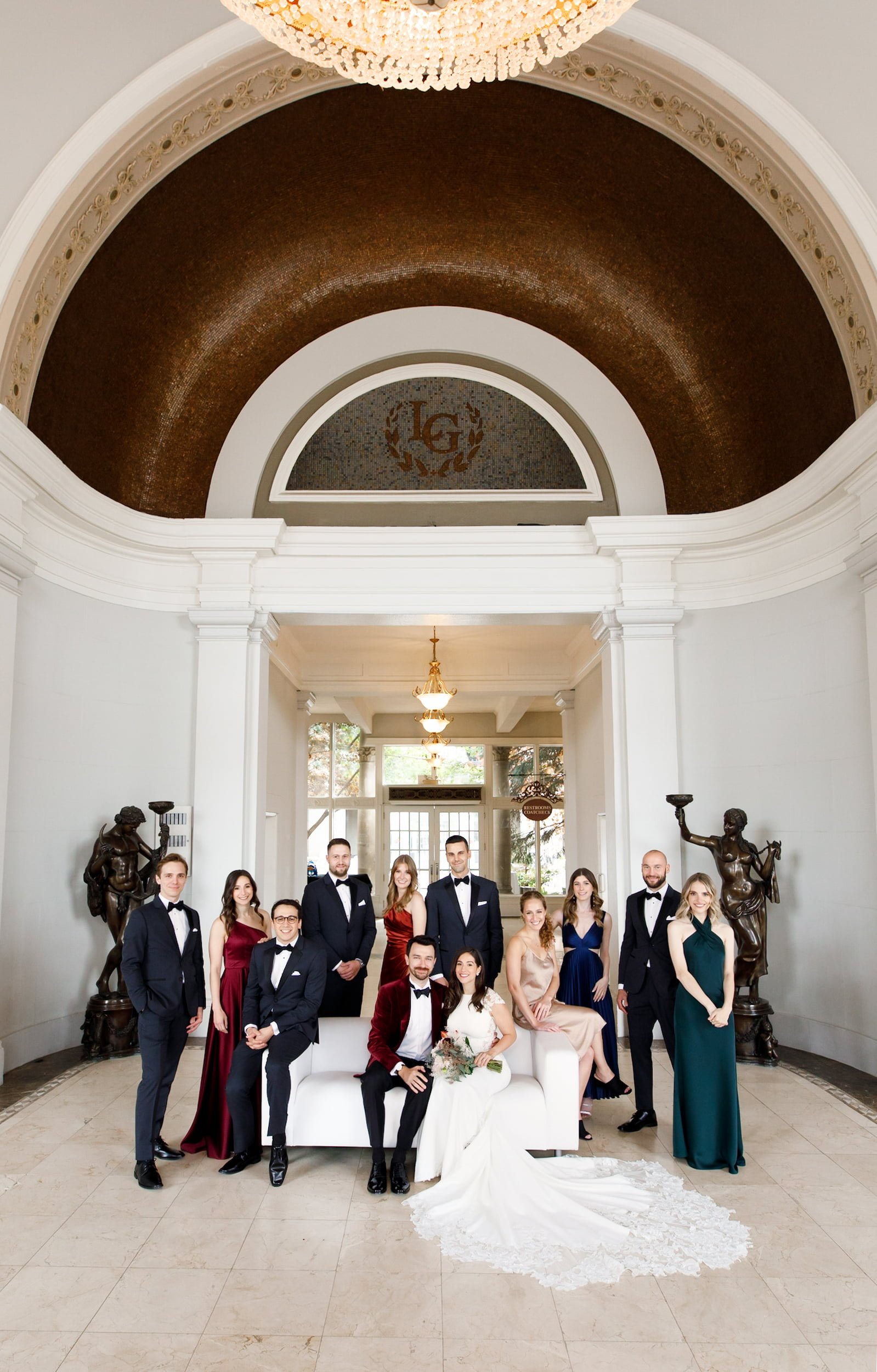 Wedding party posing together at the Liberty Grand during a Toronto wedding (Copy)