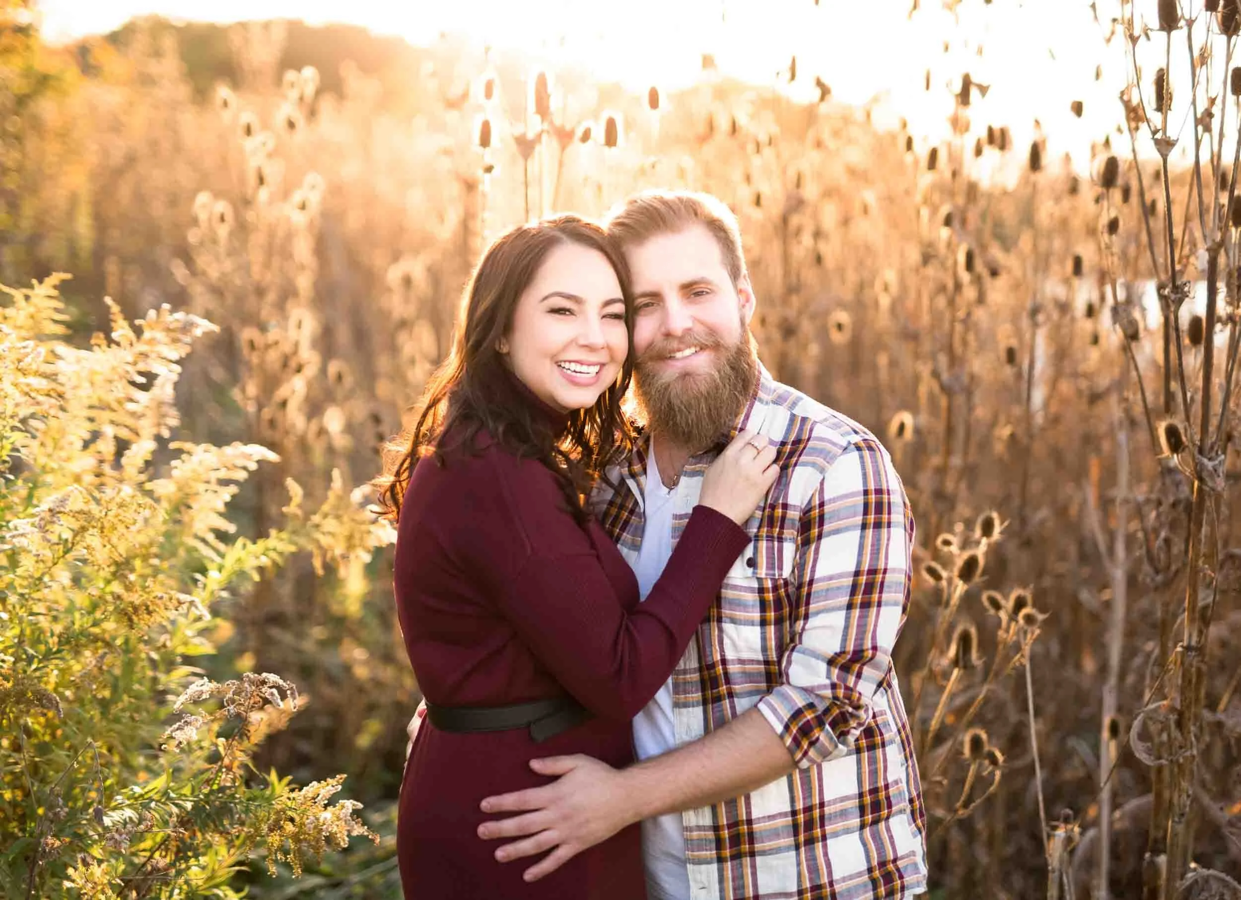 Couple embracing during engagement session at Fifty Point Conservation Area in Hamilton, Ontario (Copy)