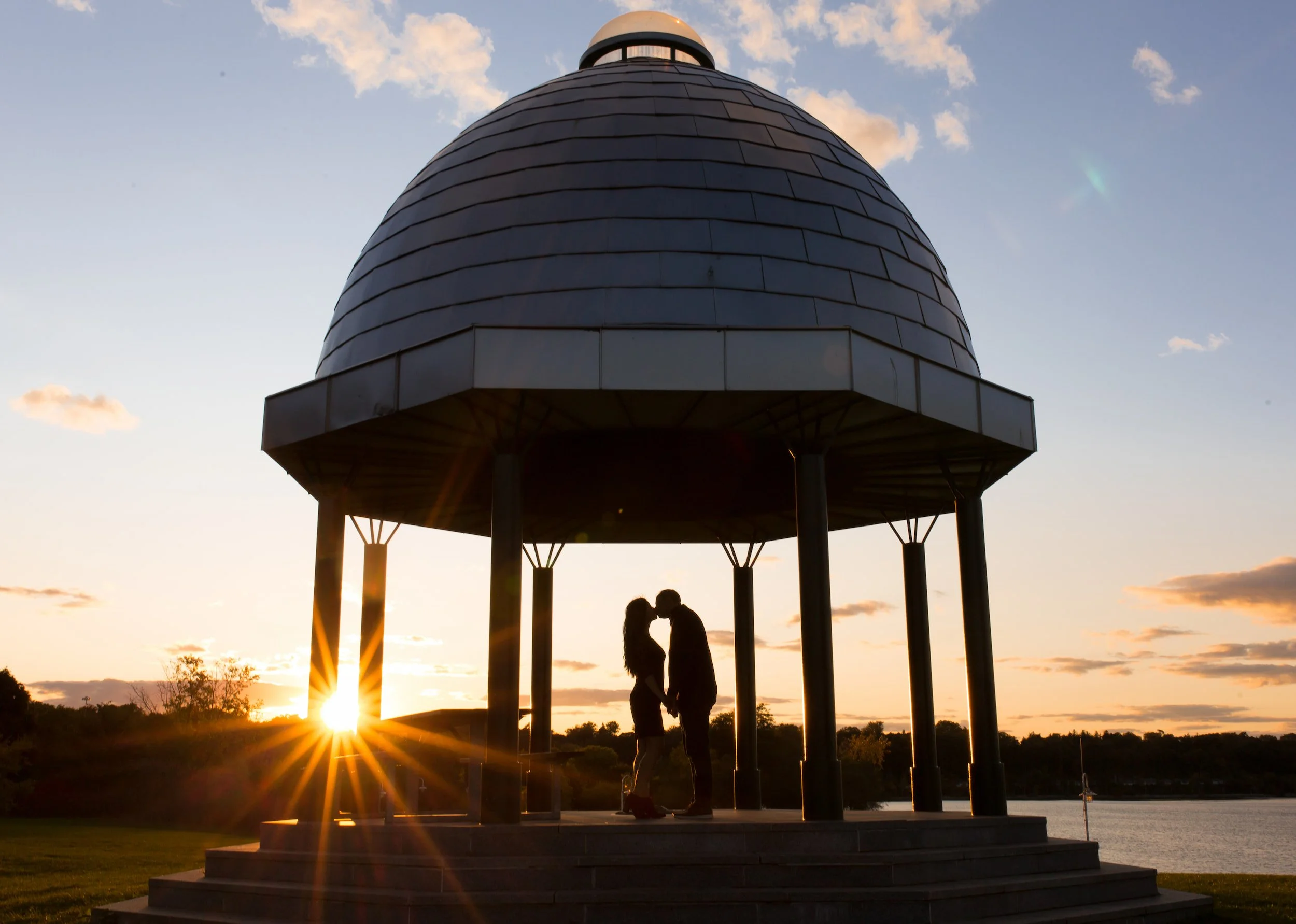 Silhouette engagement portrait at sunset in Bayfront Park, Hamilton (Copy)