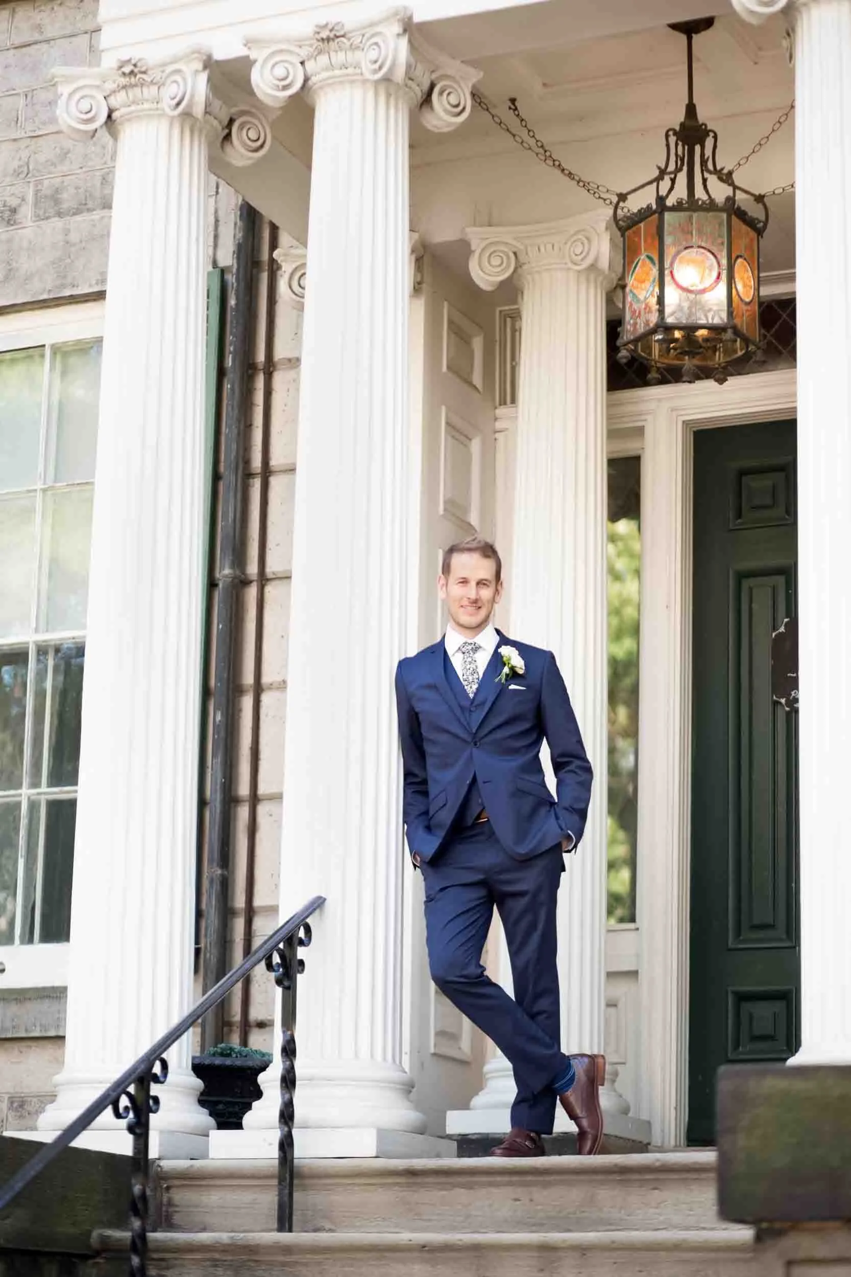 Groom portrait outside Whitehern Historic House & Garden in Hamilton (Copy)