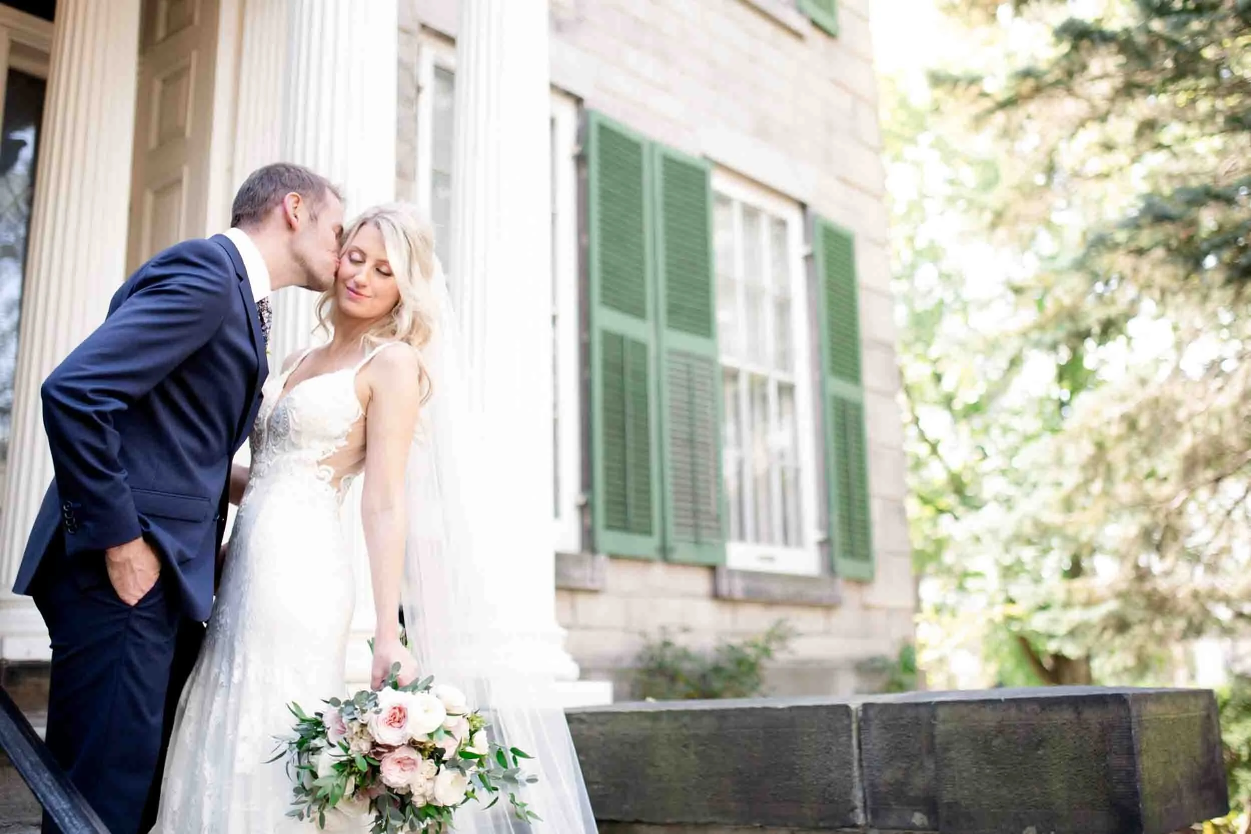 Bride and groom portrait at Whitehern Historic House & Garden in downtown Hamilton (Copy)