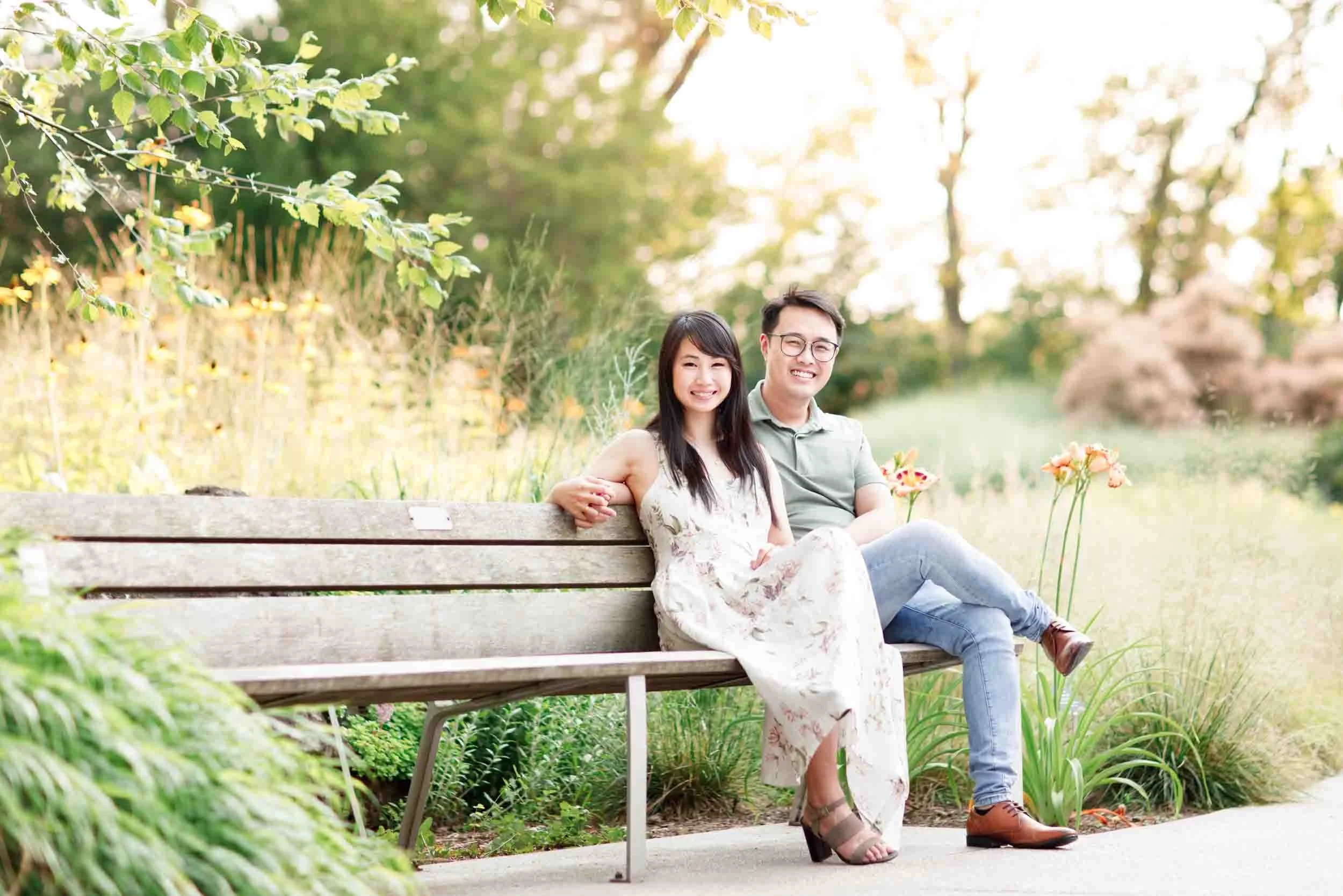 Couple seated on bench at Royal Botanical Gardens Rock Garden in Burlington (Copy)