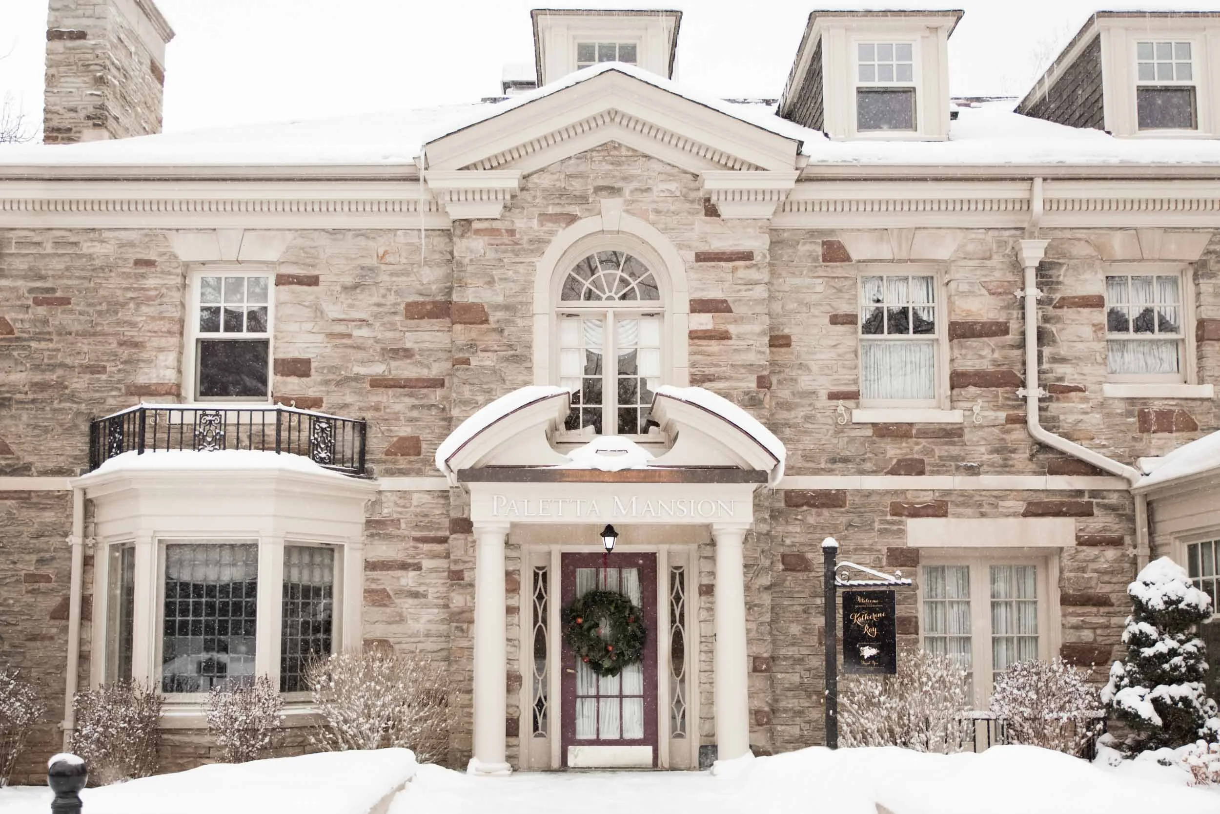 Snow-covered exterior of Paletta Mansion in Burlington, Ontario (Copy)