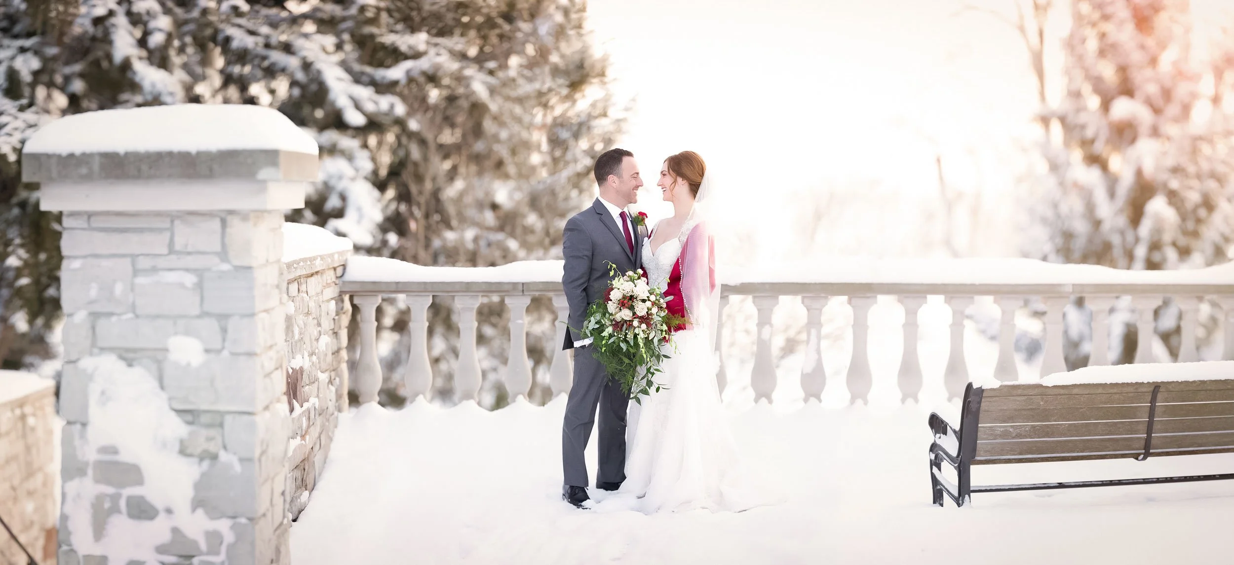 Panoramic winter wedding portrait at Paletta Mansion in Burlington, Ontario (Copy)