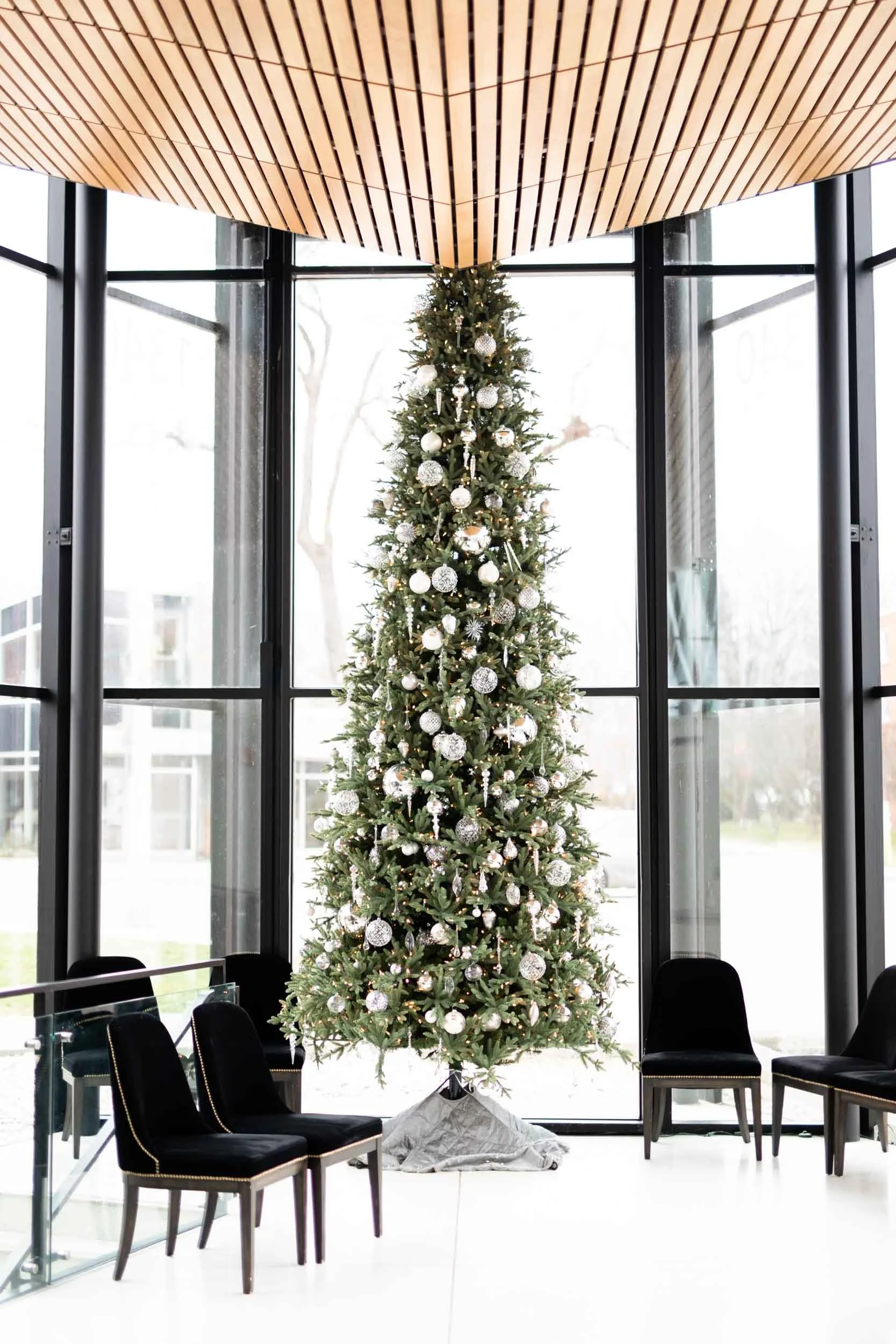 Decorated Christmas tree inside Spencer’s at the Waterfront winter wedding venue in Burlington (Copy)