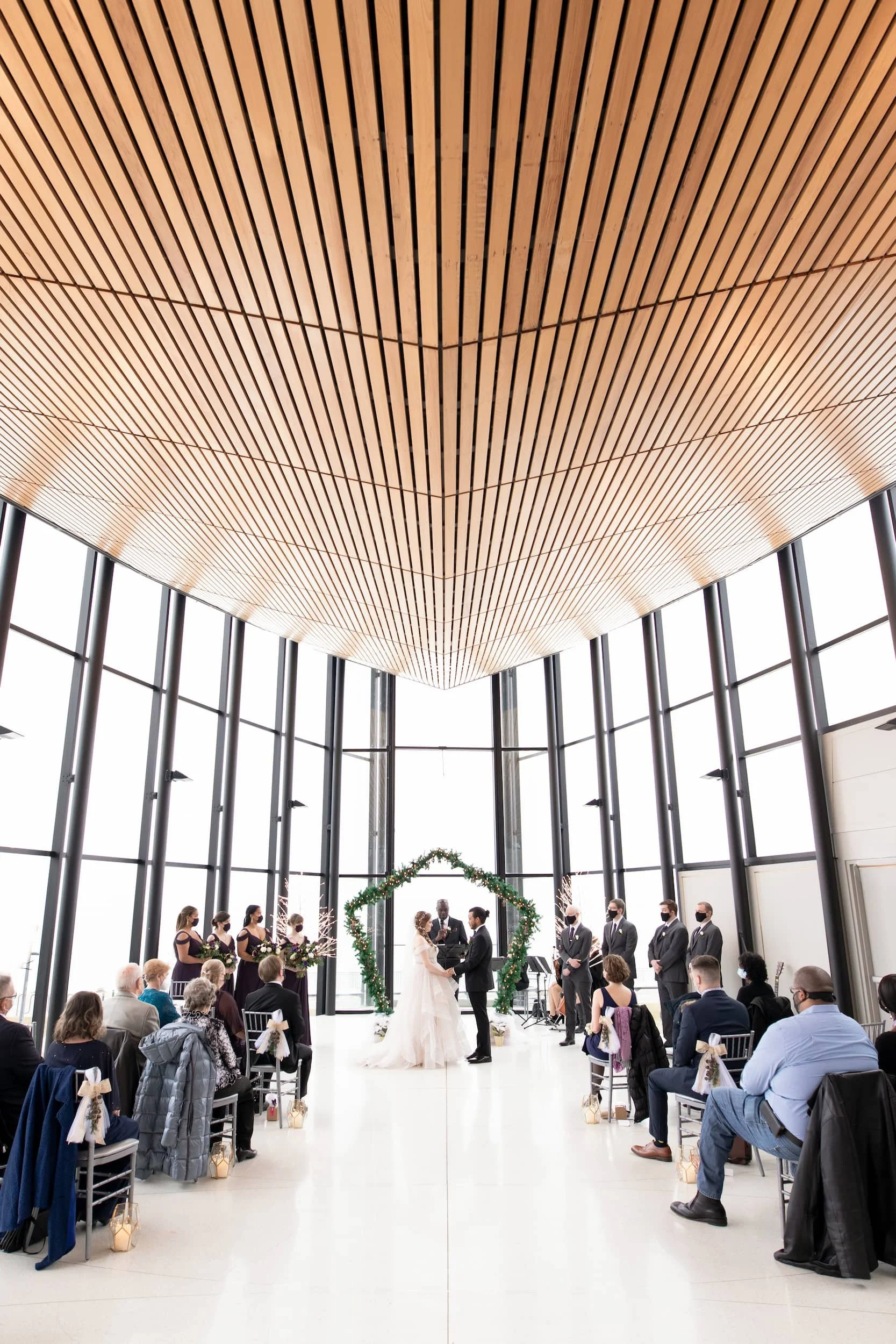 Winter wedding ceremony in progress at Spencer’s at the Waterfront in Burlington (Copy)