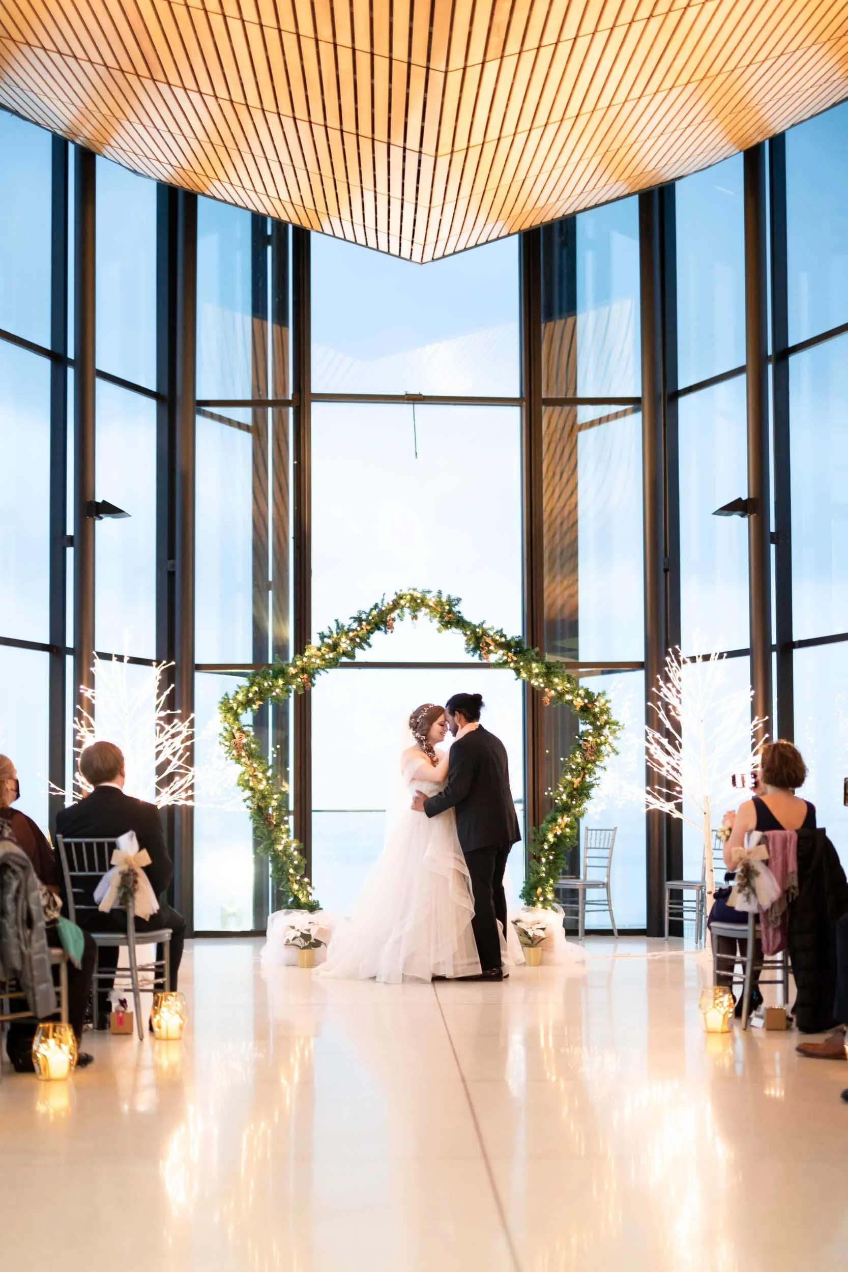 Dusk winter ceremony at Spencer’s at the Waterfront overlooking Lake Ontario in Burlington (Copy)