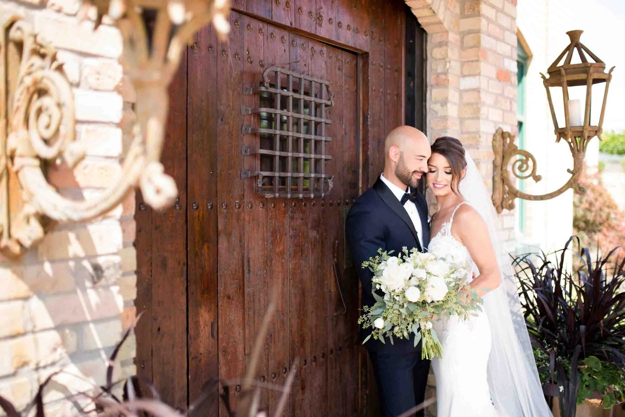 Bride and groom sharing an intimate moment during wedding portraits at Hacienda Sereda in Cambridge, Ontario (Copy)