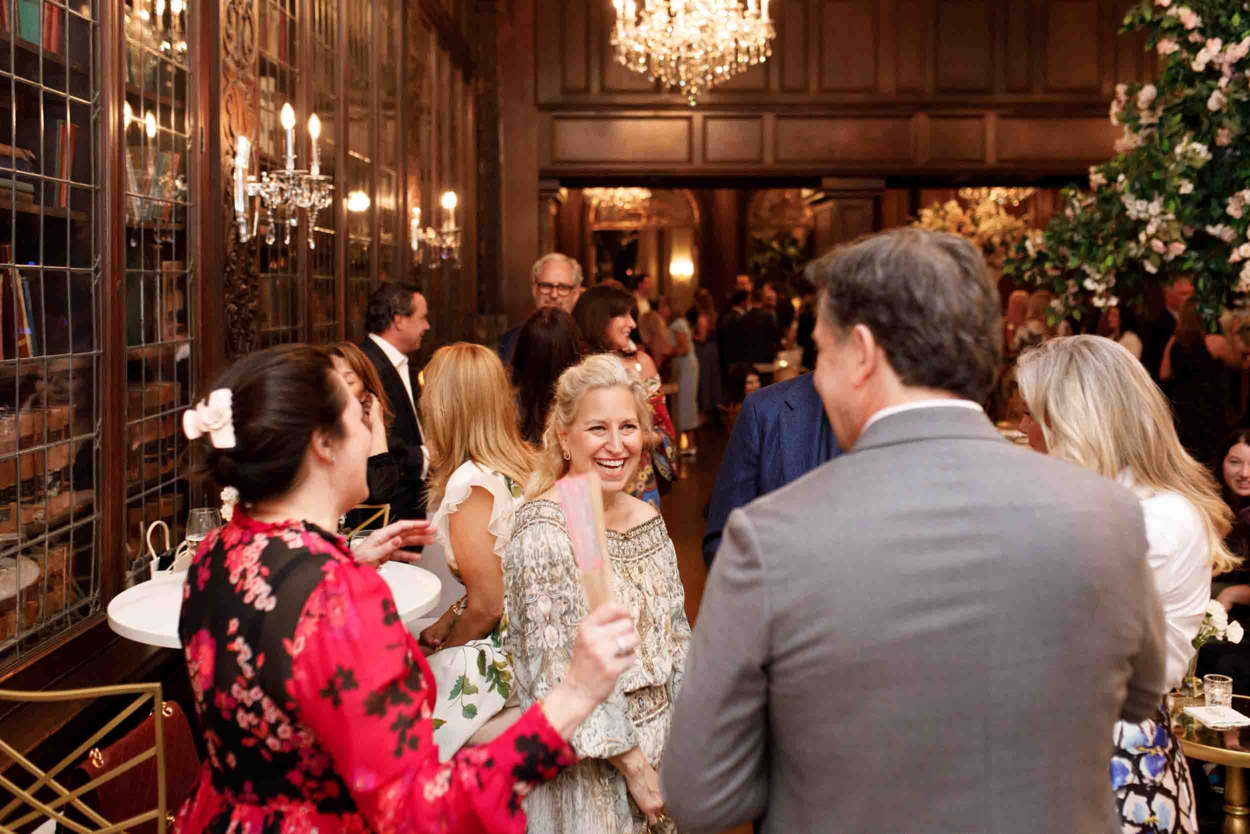 Cocktail hour reception inside Casa Loma Library