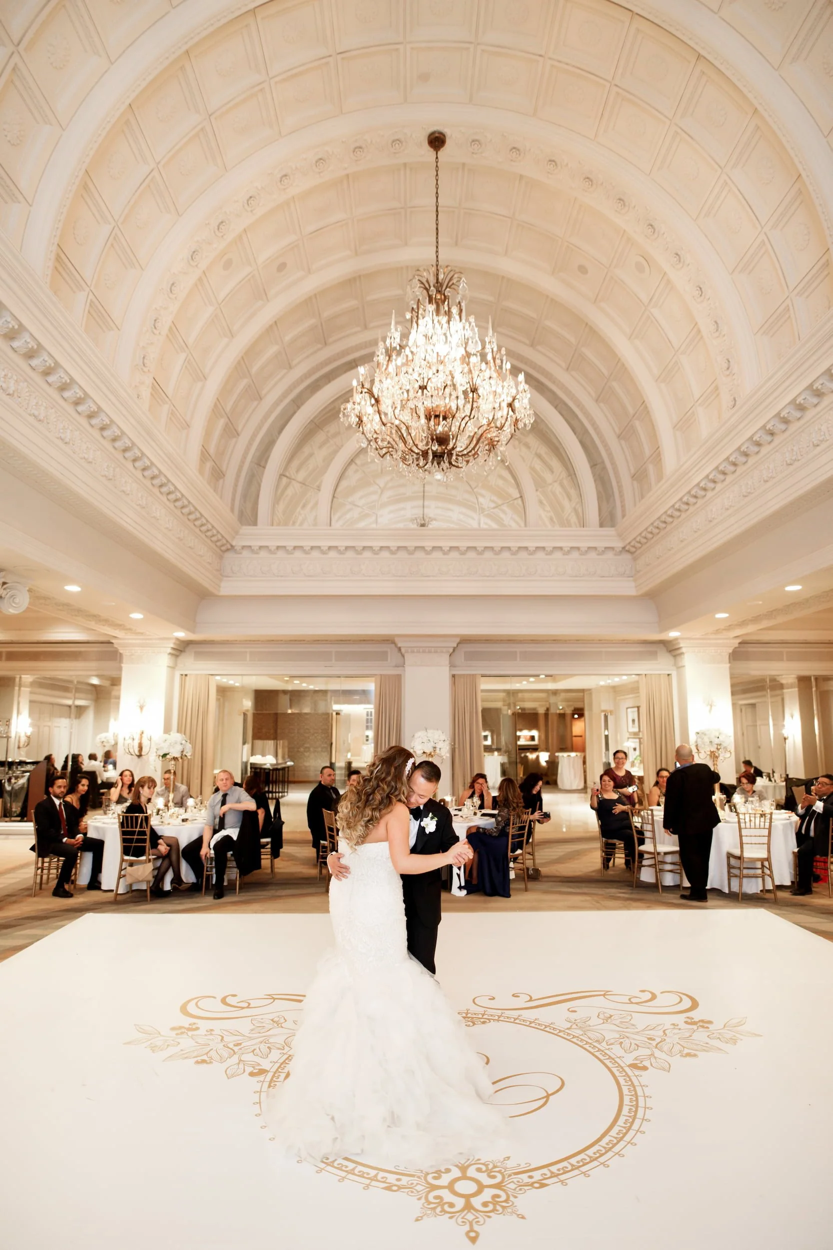 Wide reception view inside the Vanity Fair Ballroom at Omni King Edward Hotel