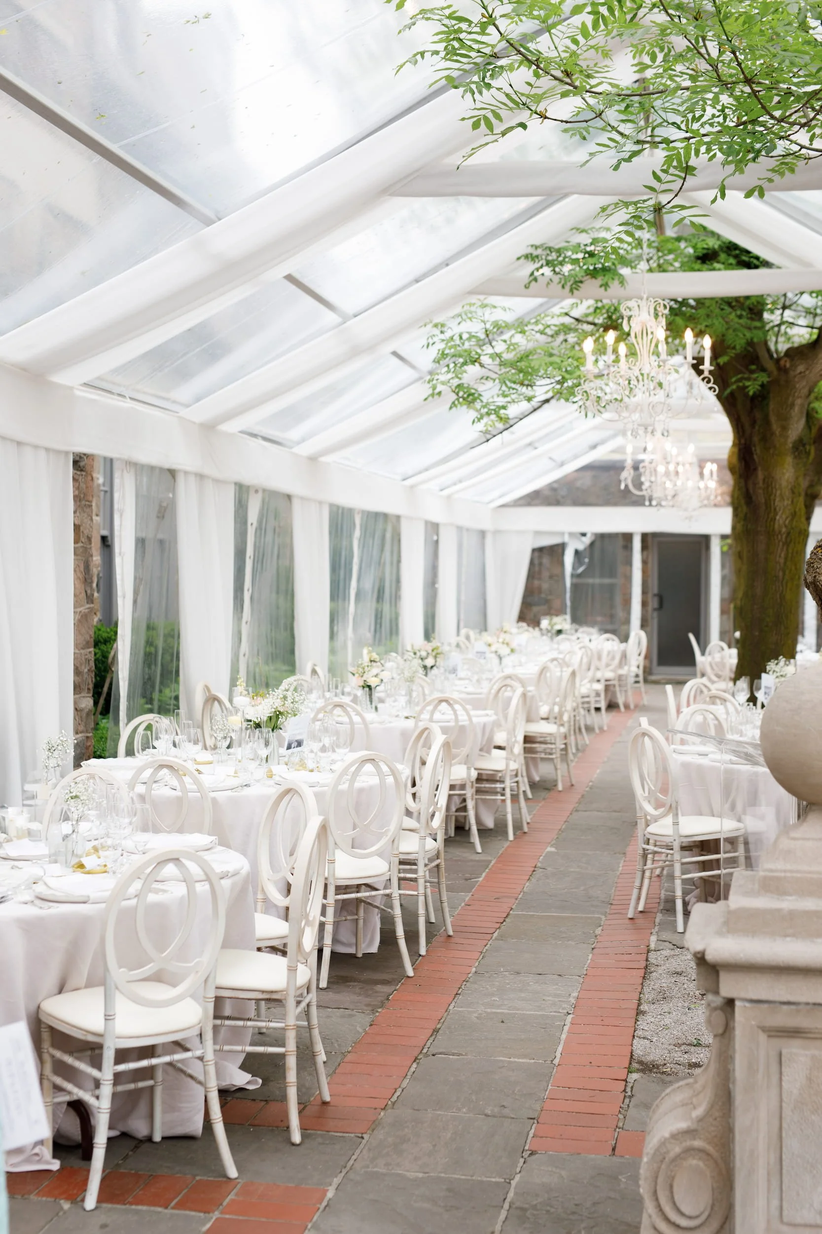 Outdoor reception tent at Graydon Hall Manor in Toronto