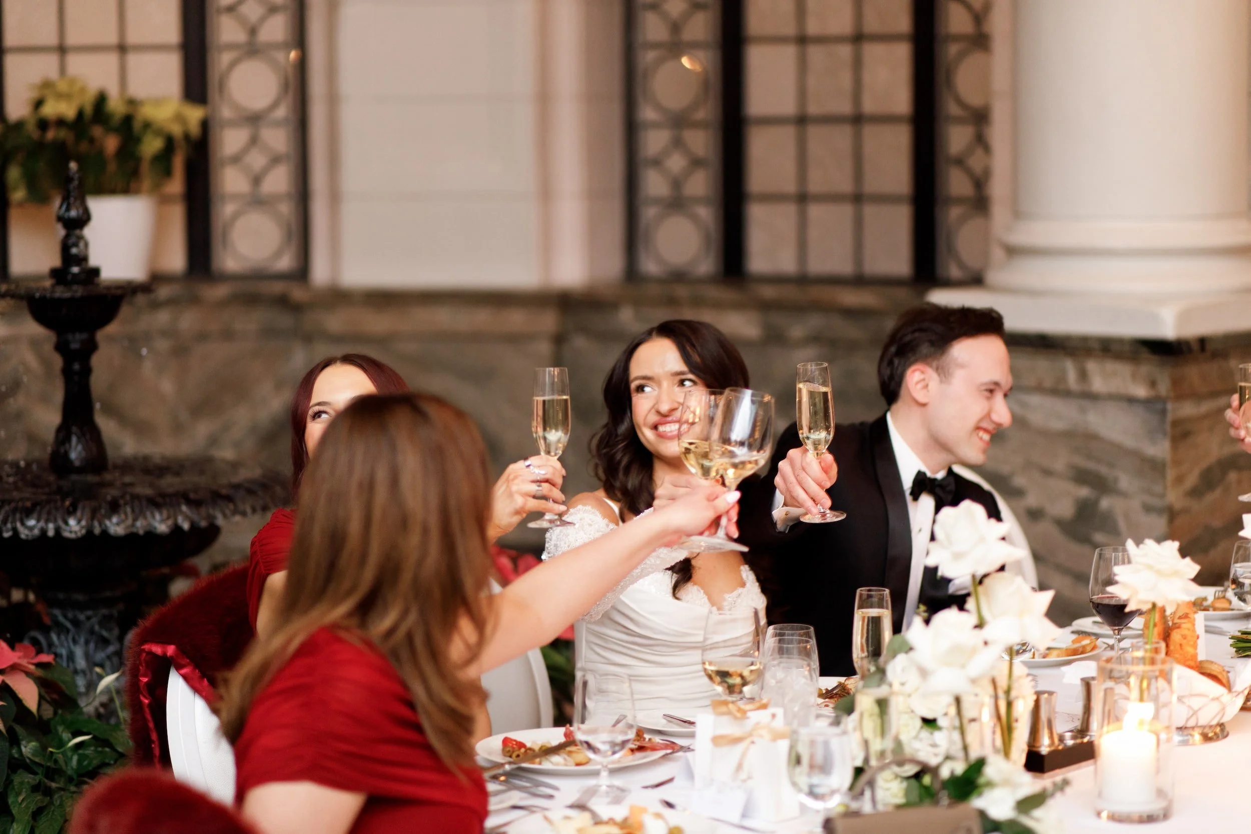 Guests toasting during Casa Loma wedding reception