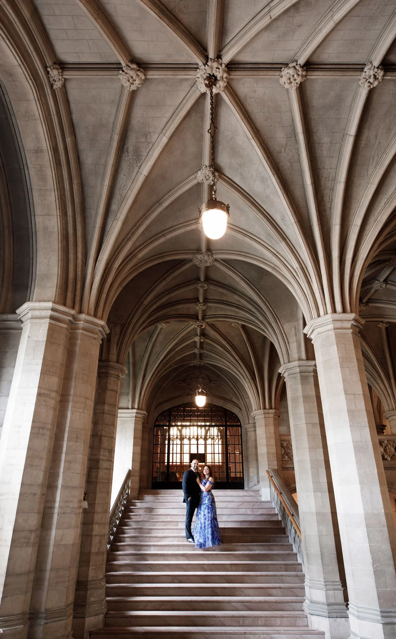 Wide architectural view of vaulted ceiling at Knox College, University of Toronto in Toronto, Ontario