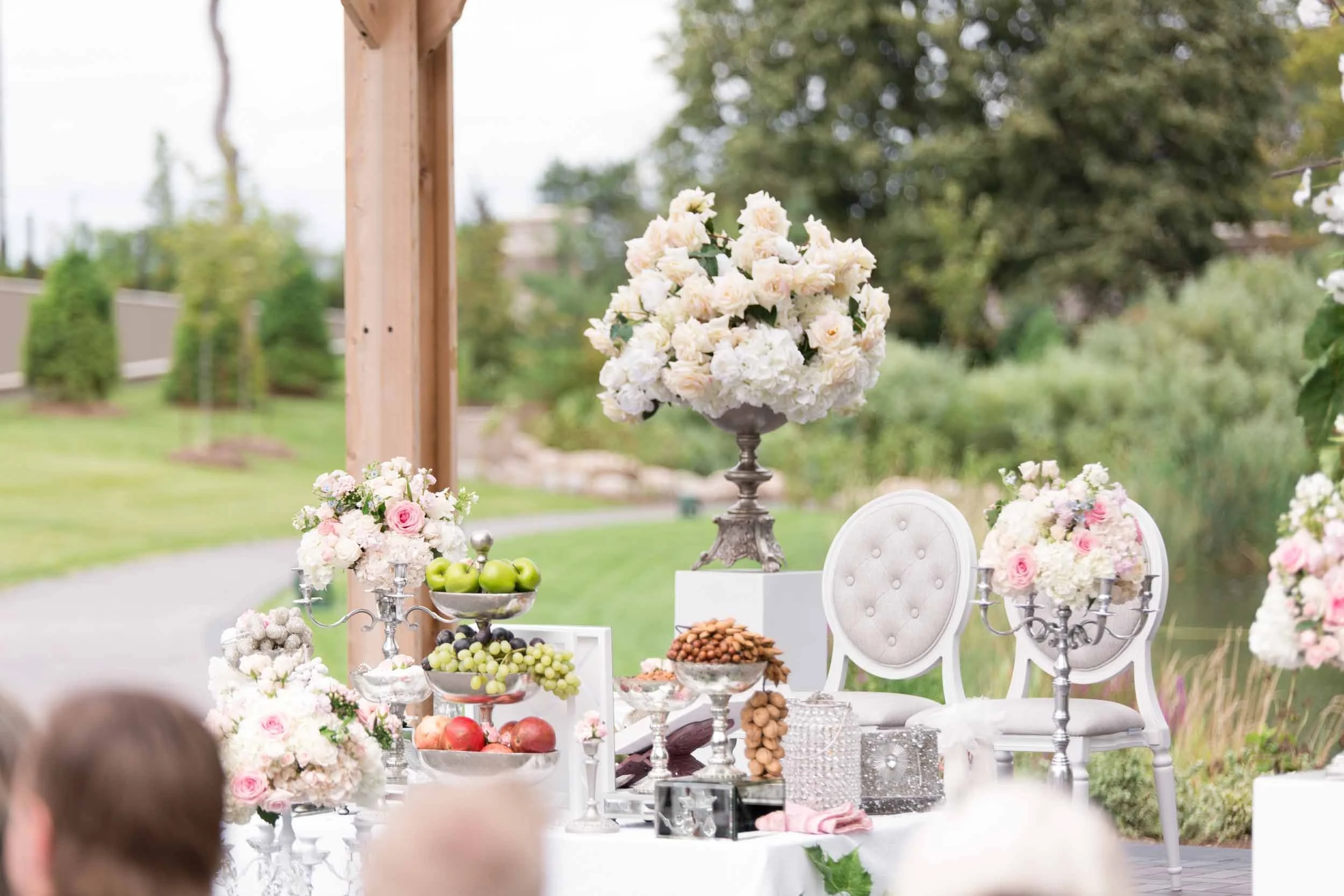Wedding ceremony floral arrangement at the Arlington Estate in Vaughan
