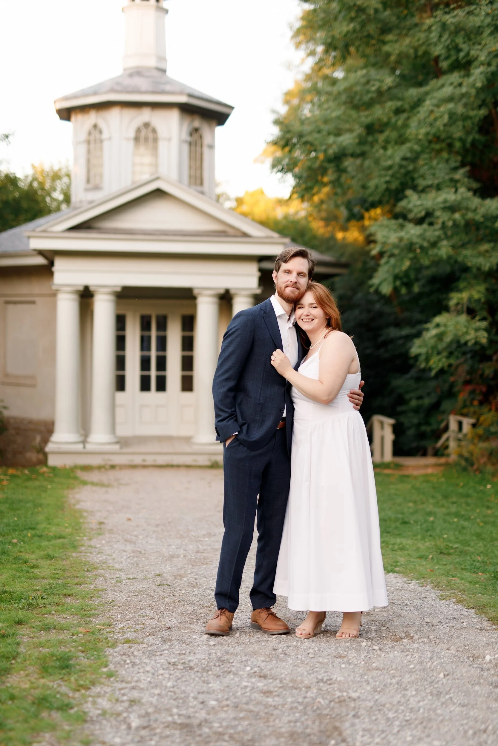 Engagement portrait at Dundurn Castle garden pavilion