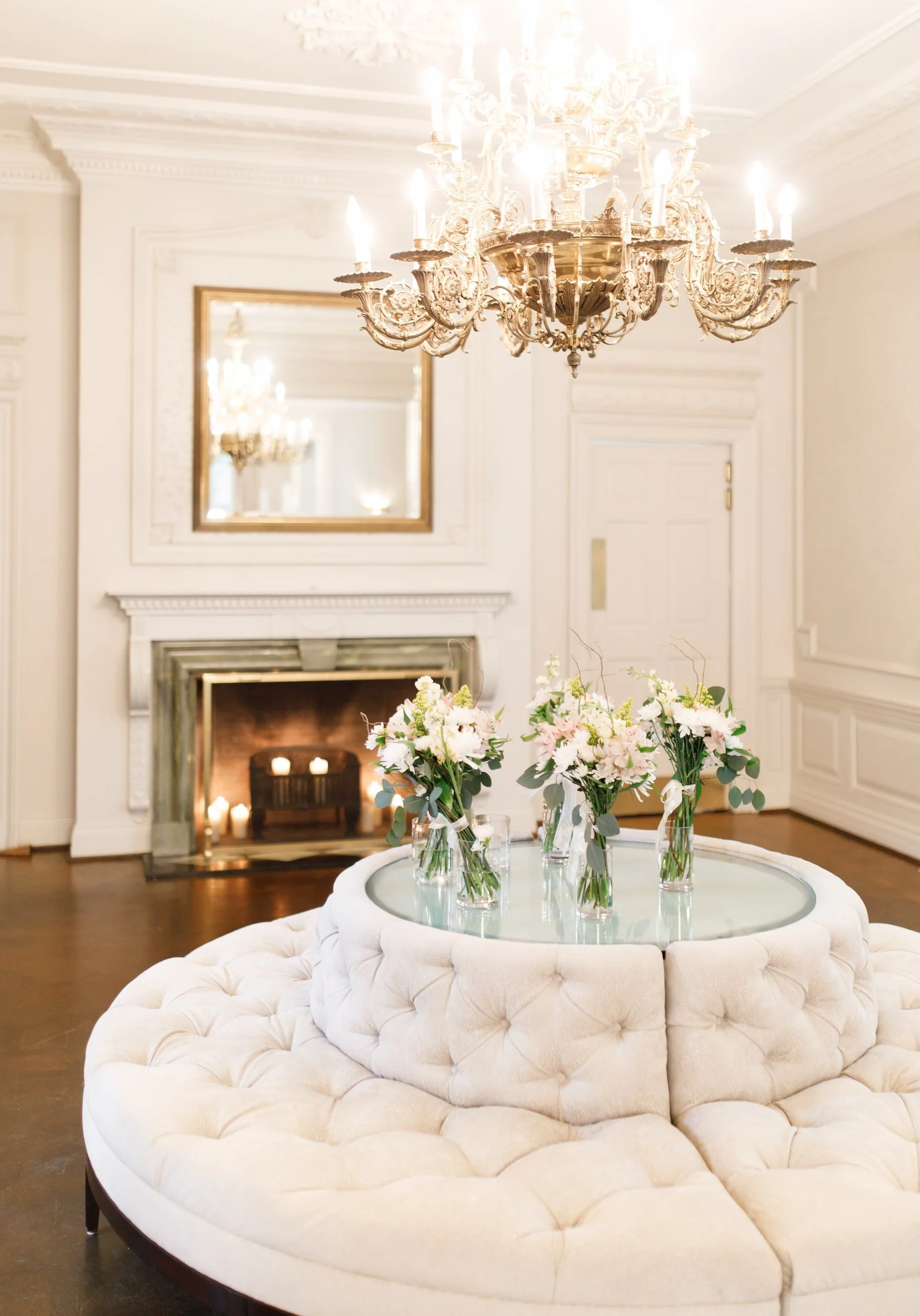 Fireplace lounge detail inside Graydon Hall Manor