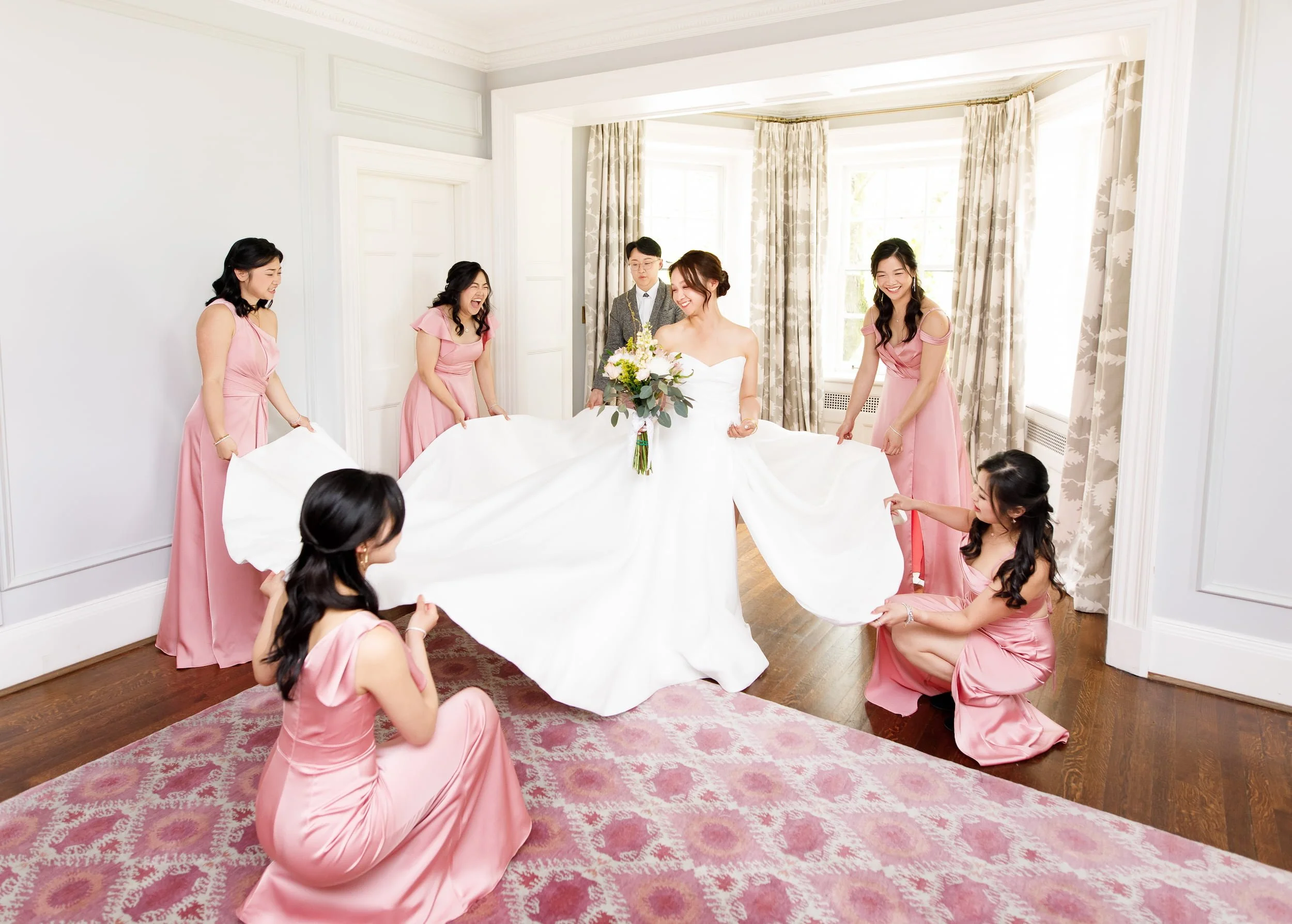 Bridesmaids getting ready at Graydon Hall Manor in Toronto