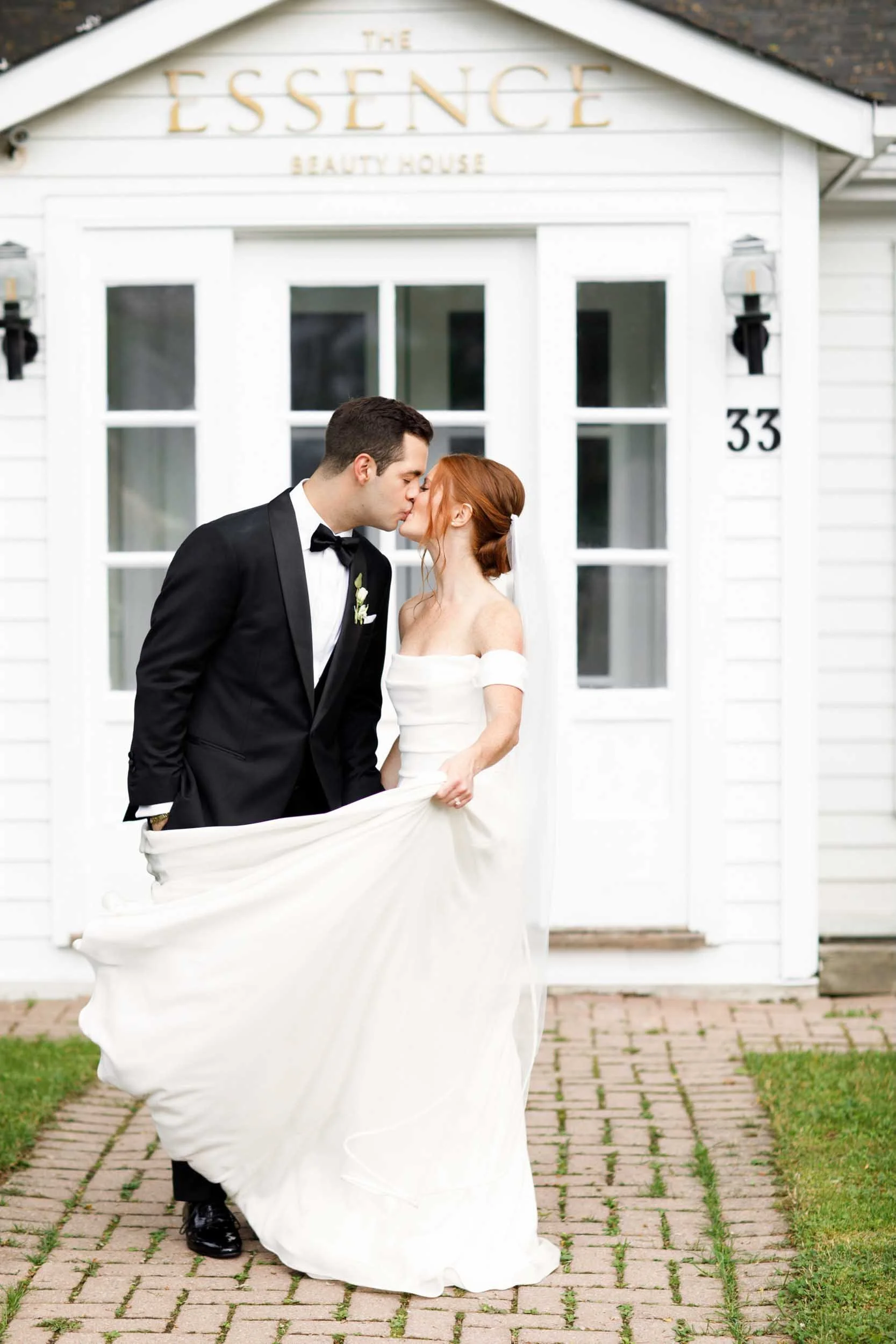 Romantic portrait outside heritage cottage at The Doctor’s House in Kleinburg, Ontario
