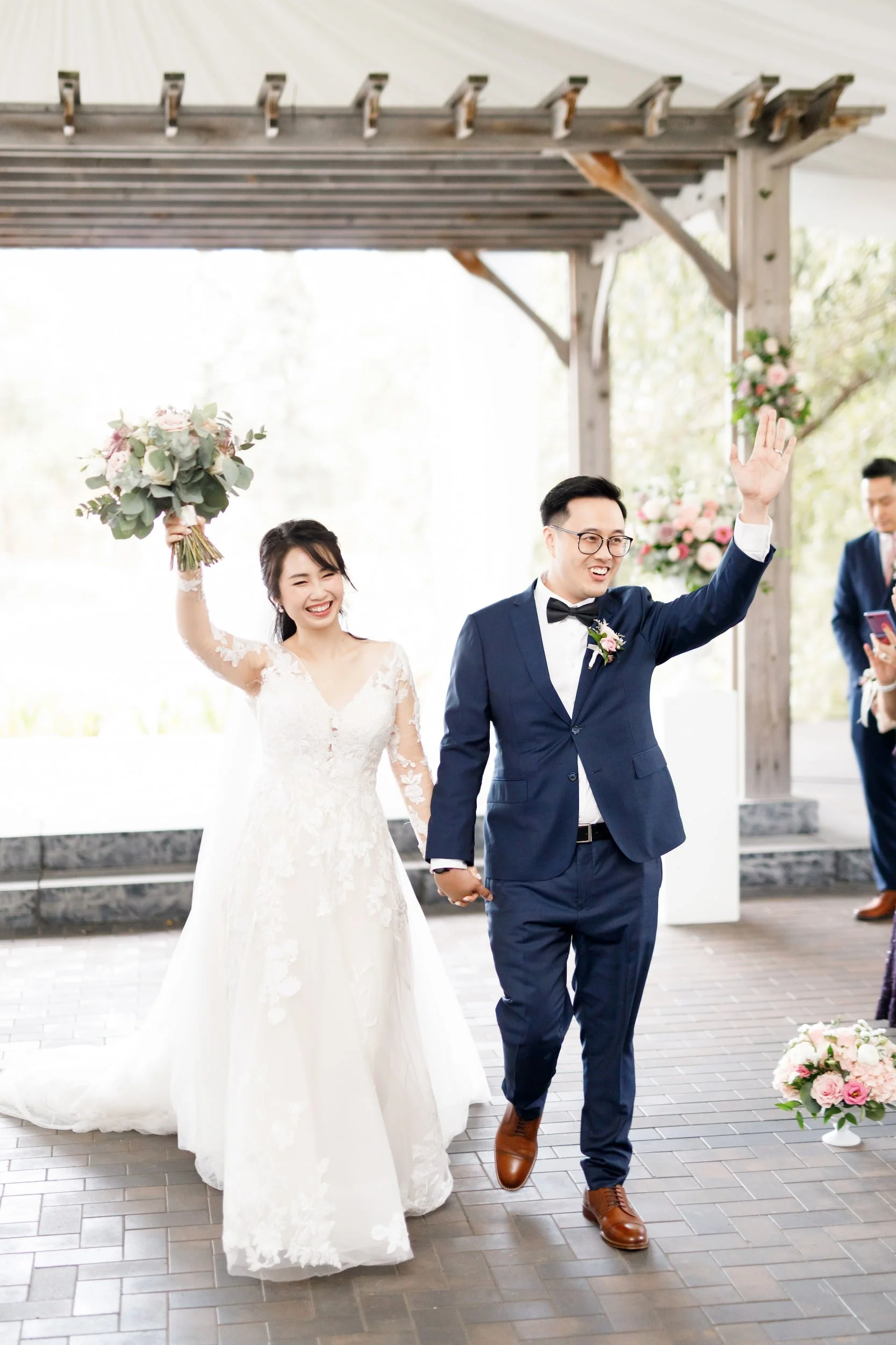 Newlyweds celebrating at their Arlington Estate wedding ceremony in Vaughan