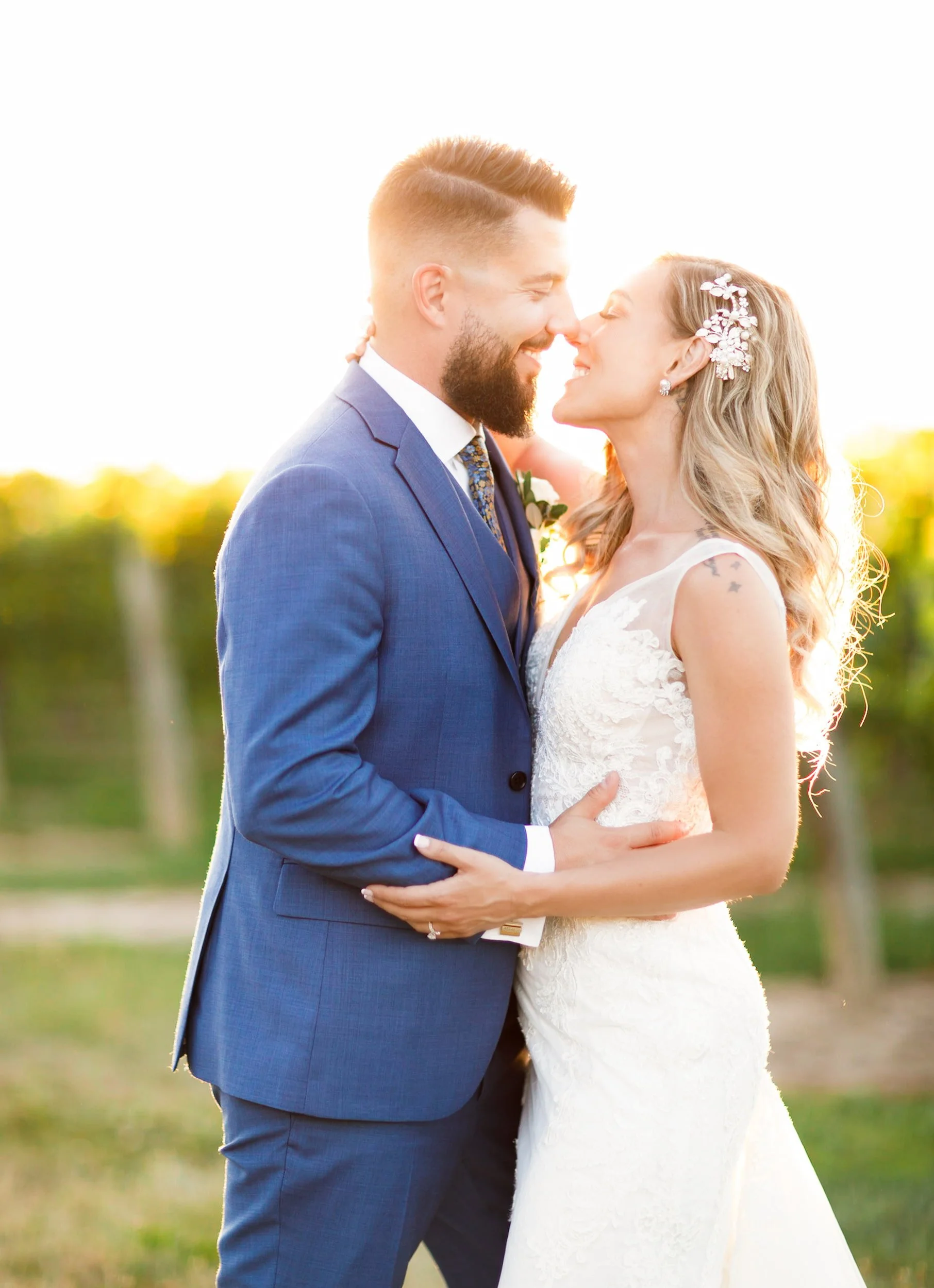 Golden hour vineyard portrait at Kurtz Orchards in Niagara wine country