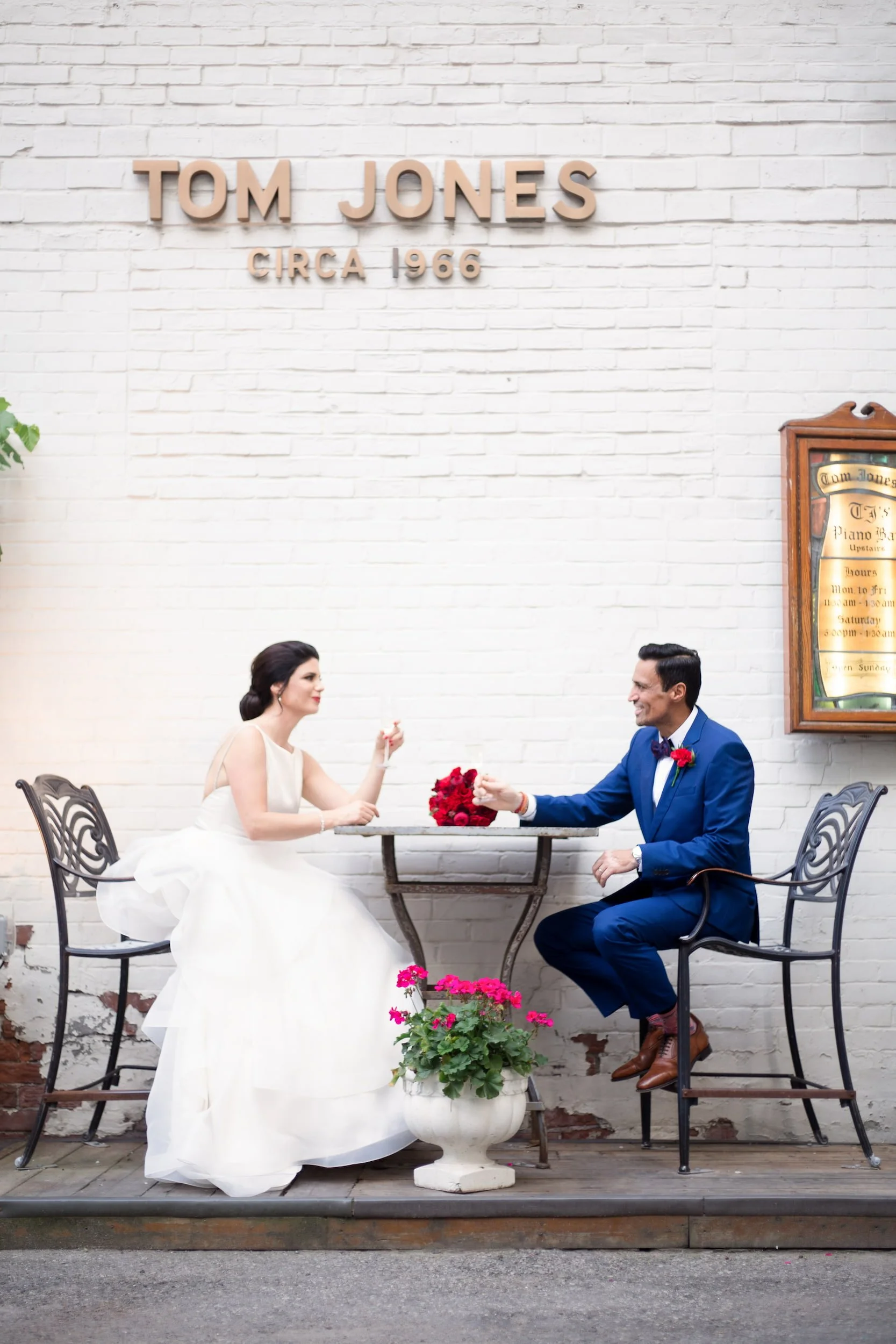 Romantic couple portrait at downtown Toronto café near Omni King Edward Hotel