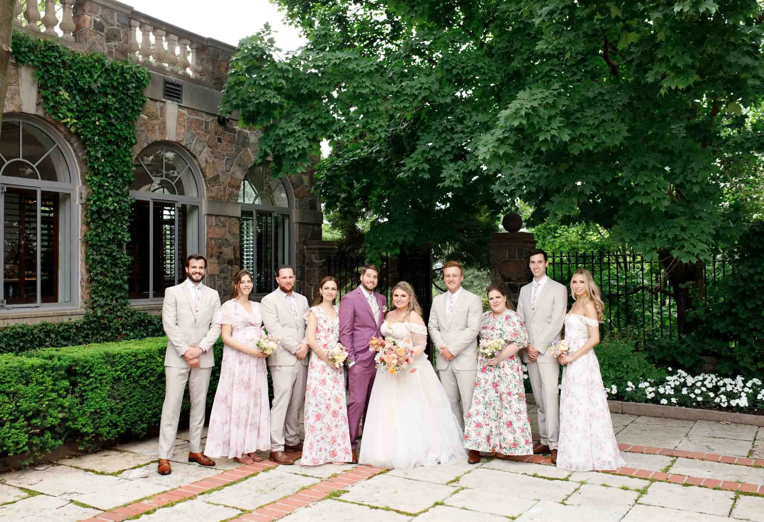 Full wedding party portrait at Graydon Hall Manor in Toronto