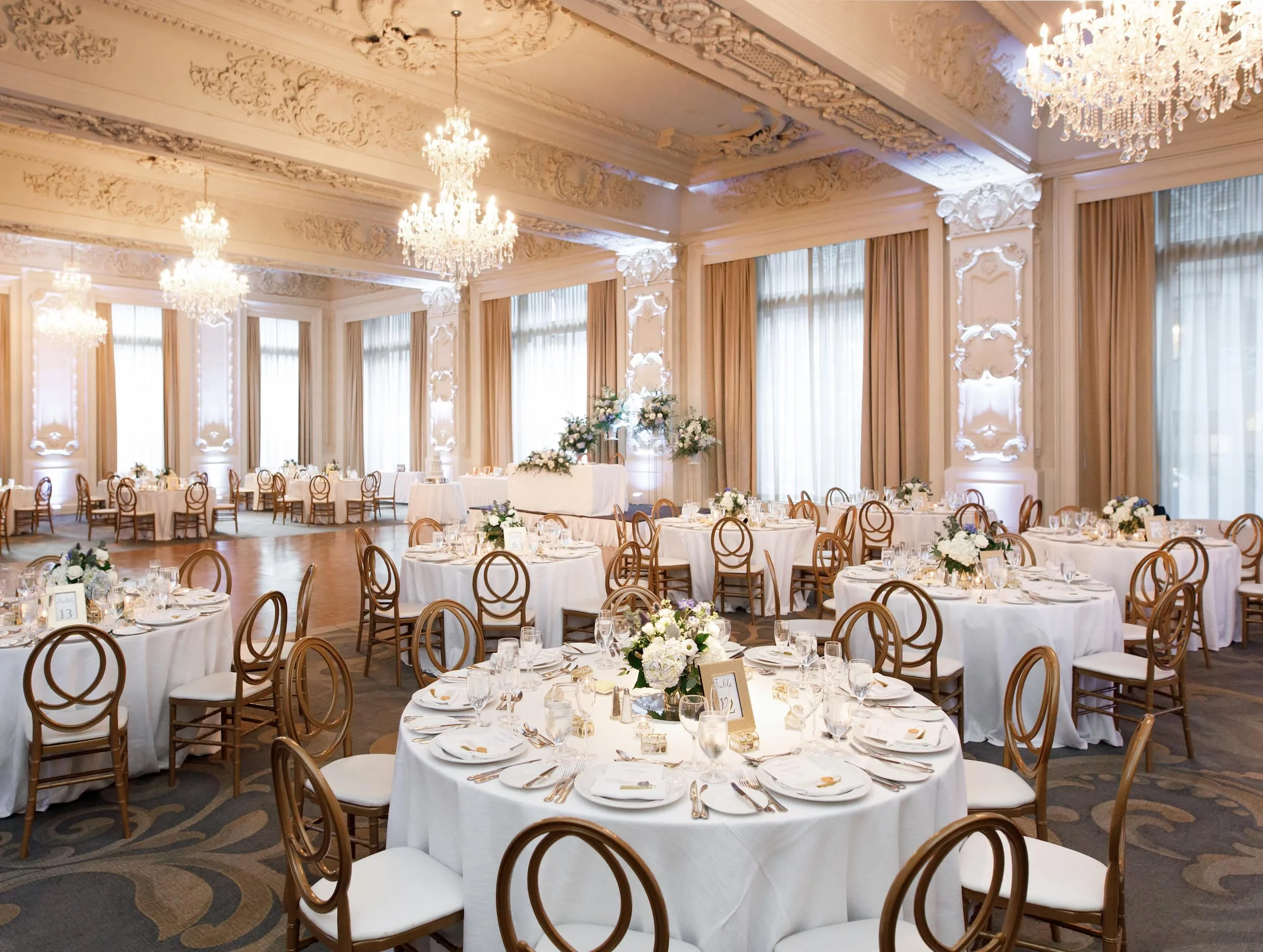 Elegant Sovereign Ballroom reception setup at Omni King Edward Hotel in Toronto