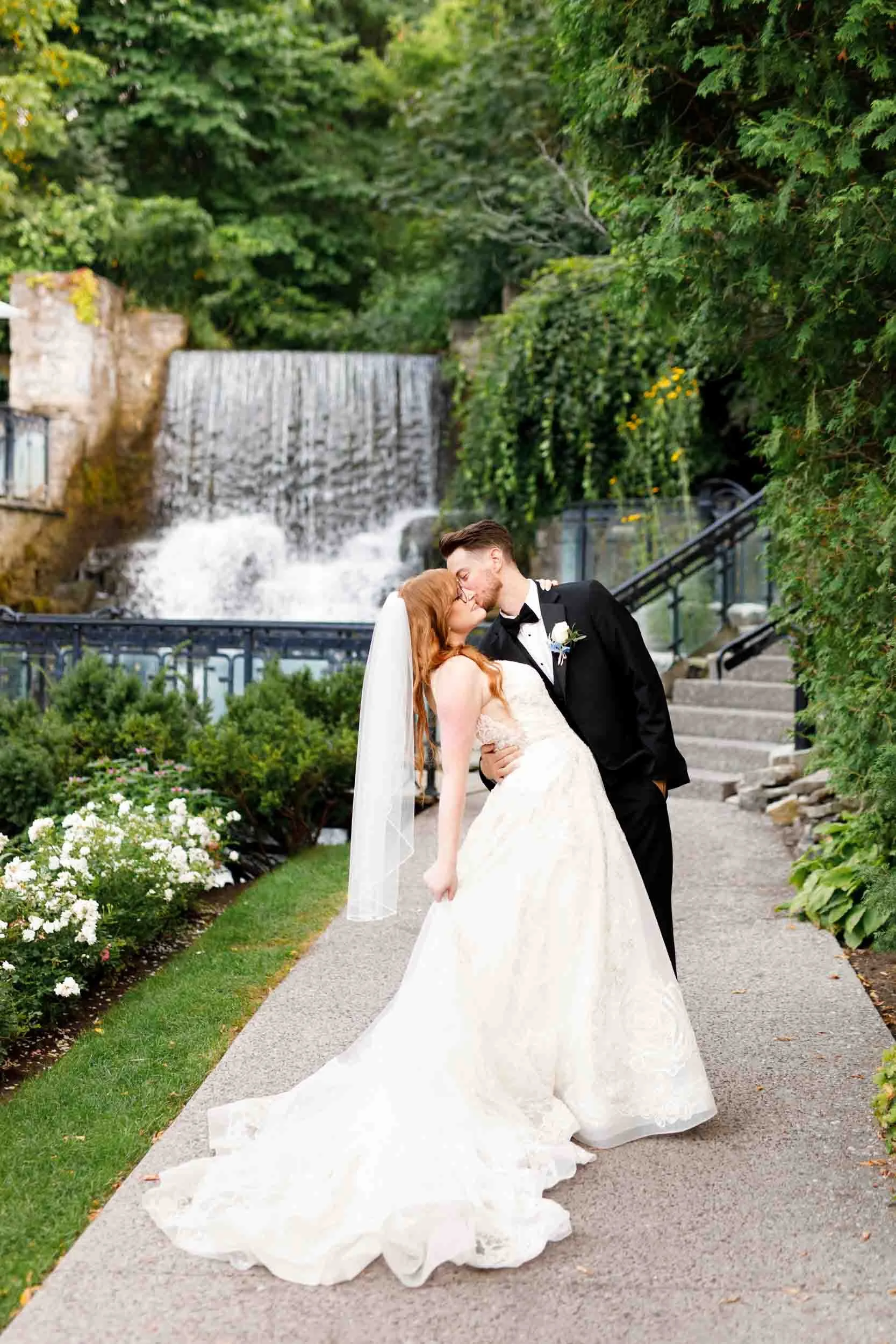 Romantic waterfall portrait at the Ancaster Mill in Ancaster, Ontario