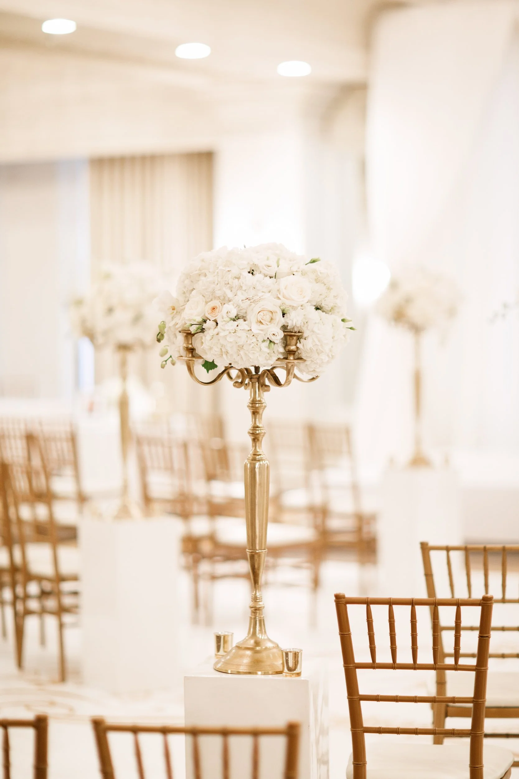 Elegant reception décor in the Crystal Ballroom at Omni King Edward Hotel