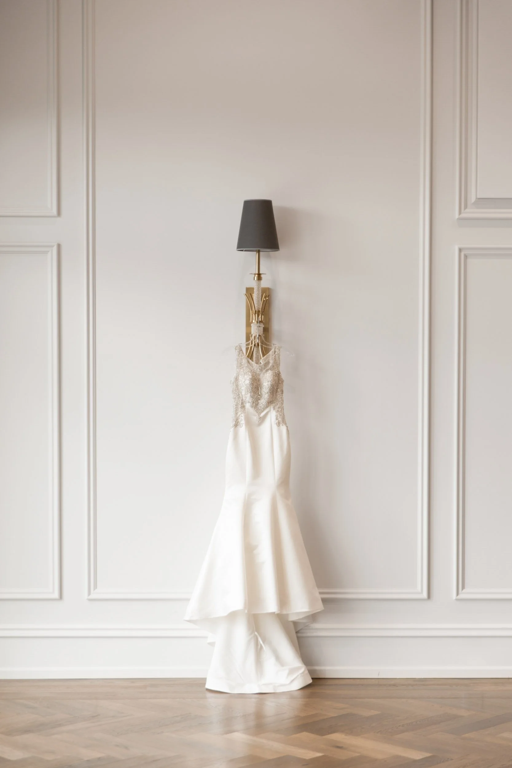 Bridal gown hanging inside the Arlington Estate bridal suite in Vaughan
