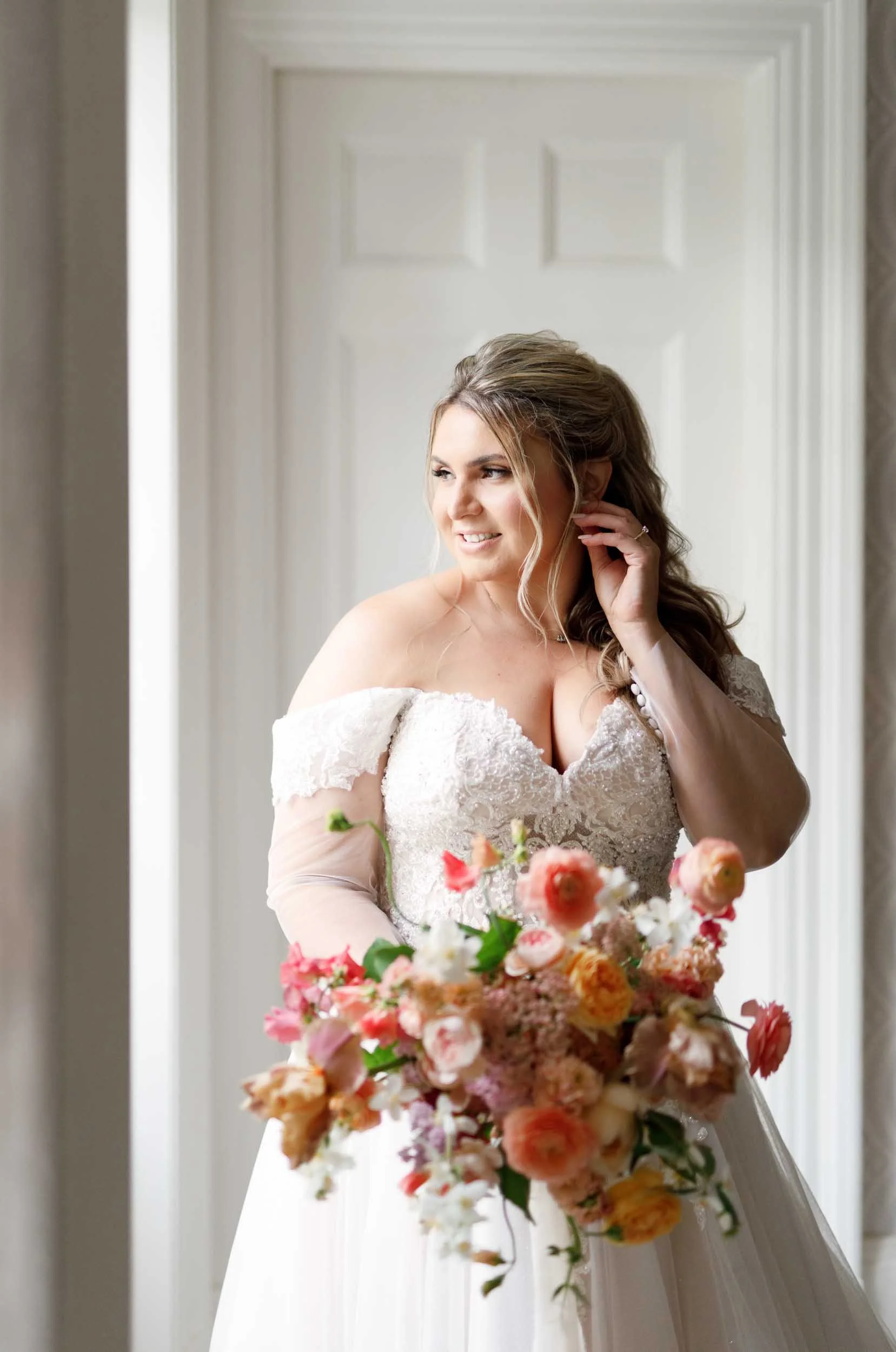 Bridal portrait in natural window light at Graydon Hall Manor