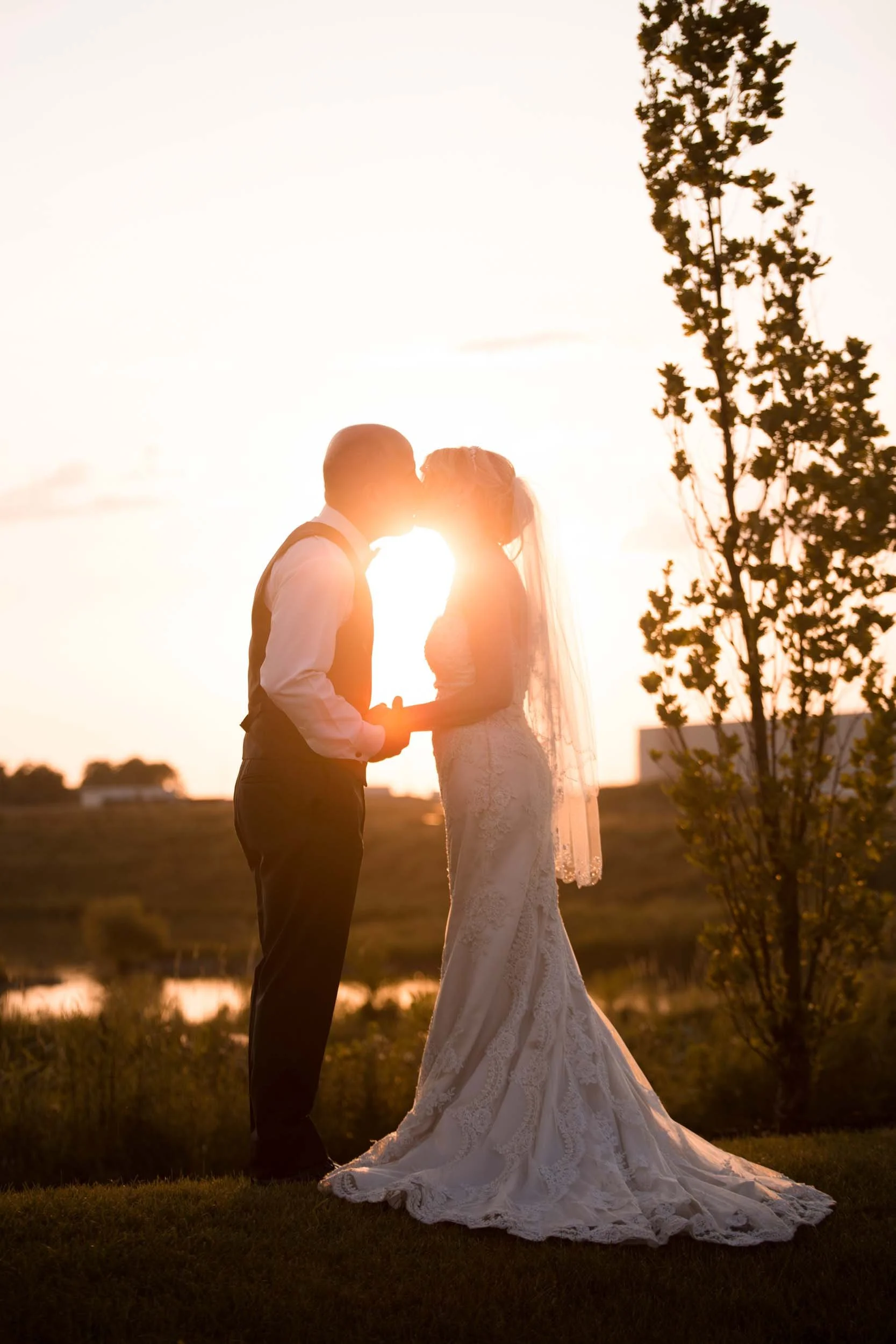 Wide sunset portraits by the pond at the Arlington Estate in Vaughan, Ontario