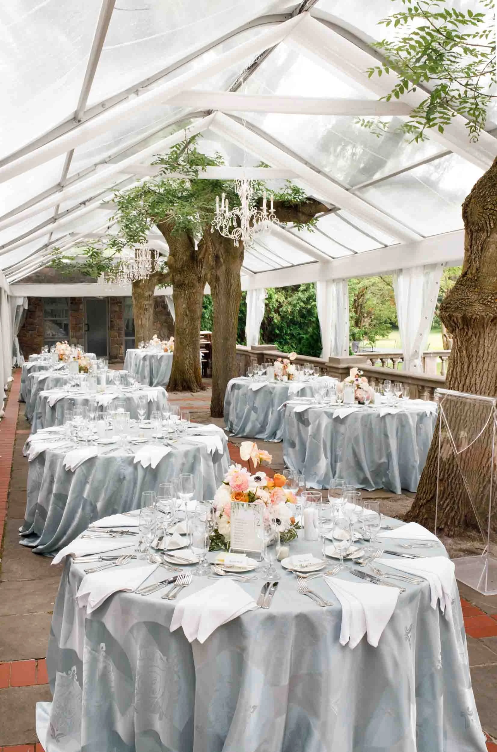 Elegant tent reception setup at Graydon Hall Manor