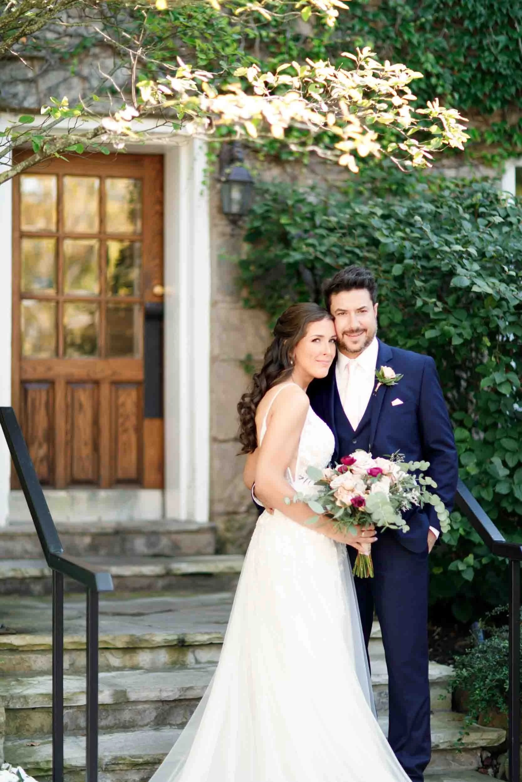 Bride and groom portrait at the Ancaster Mill stone doorway in Ancaster