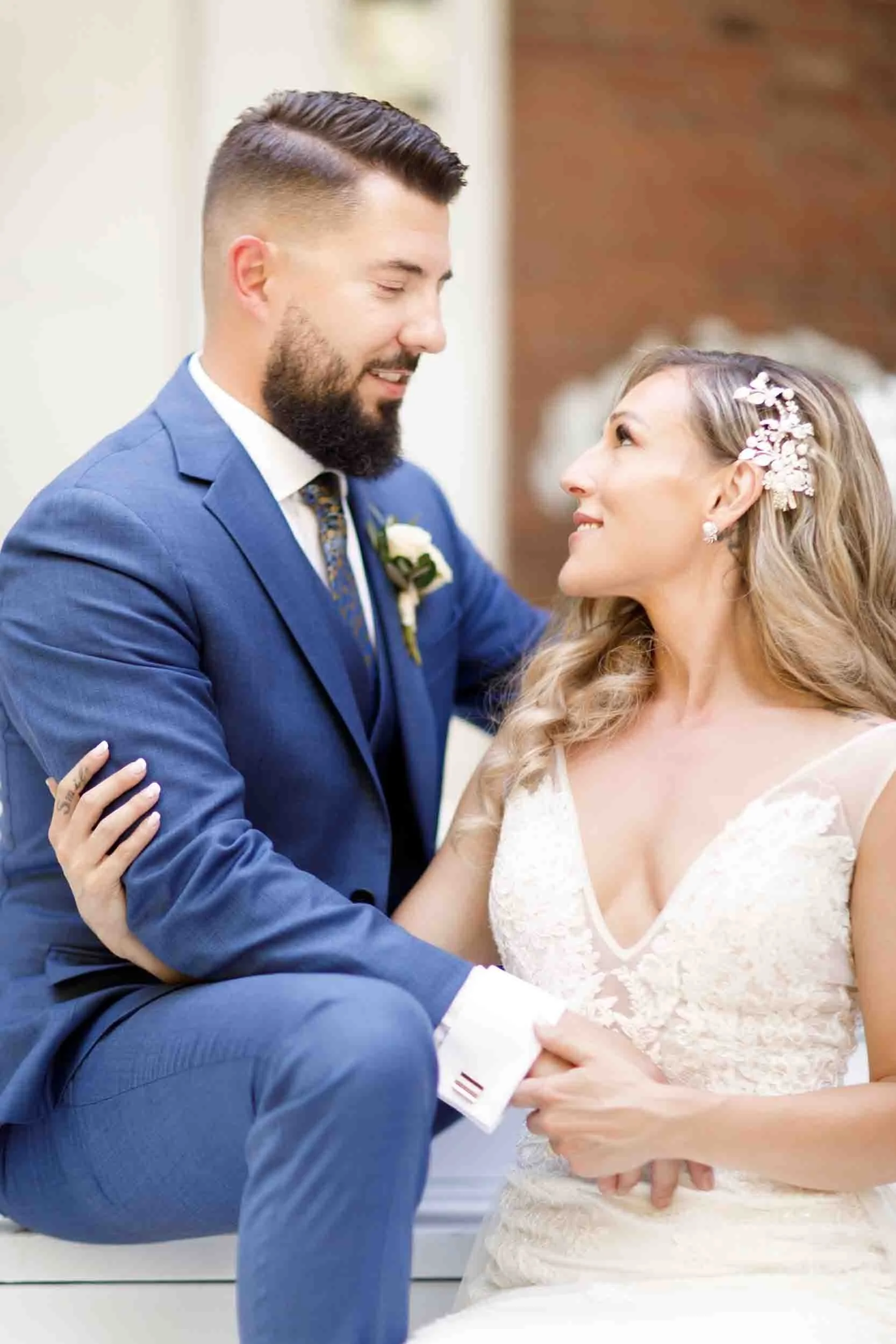 Romantic porch portrait at Gracewood Estate wedding