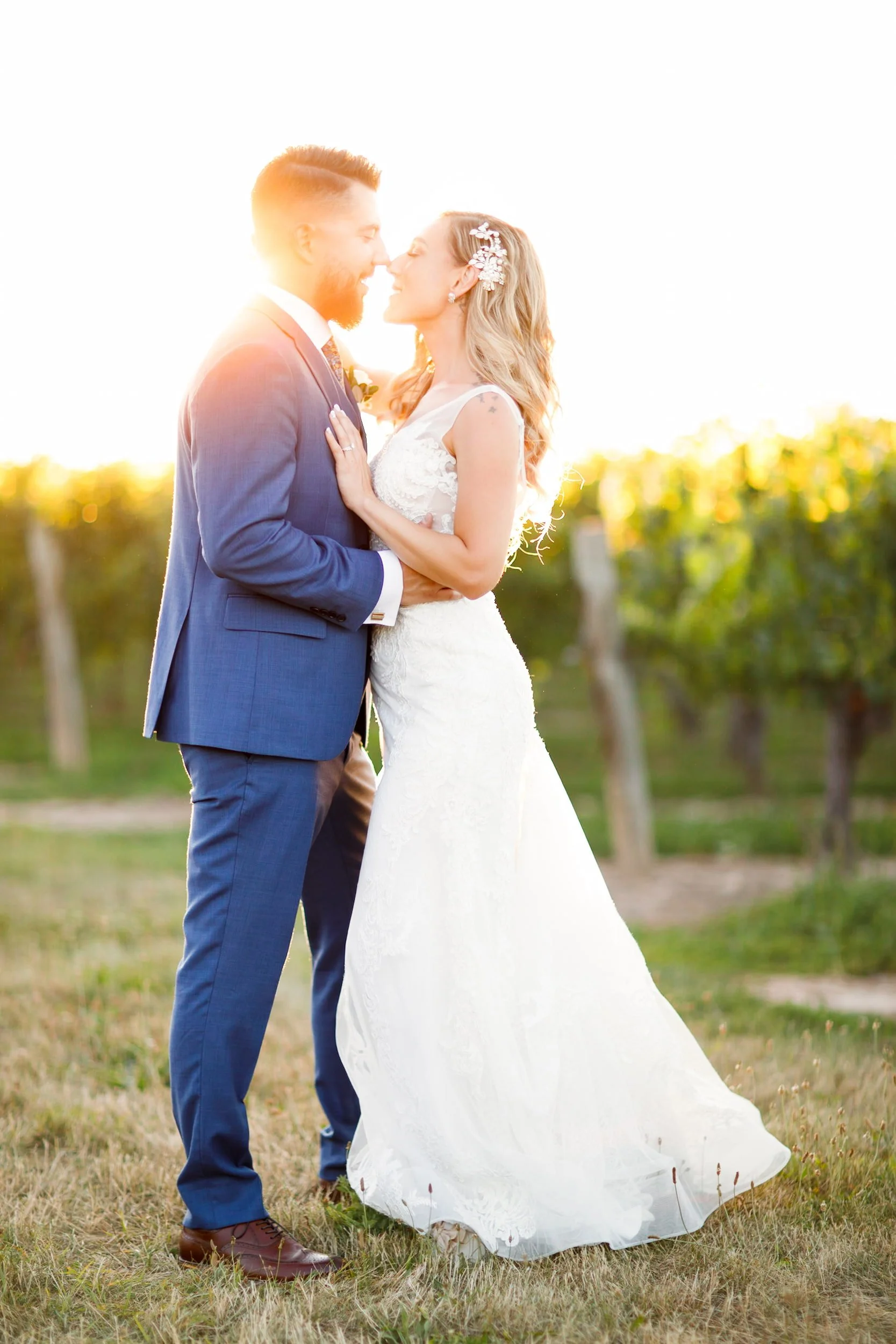 Sunset vineyard embrace at Kurtz Orchards in Niagara-on-the-Lake